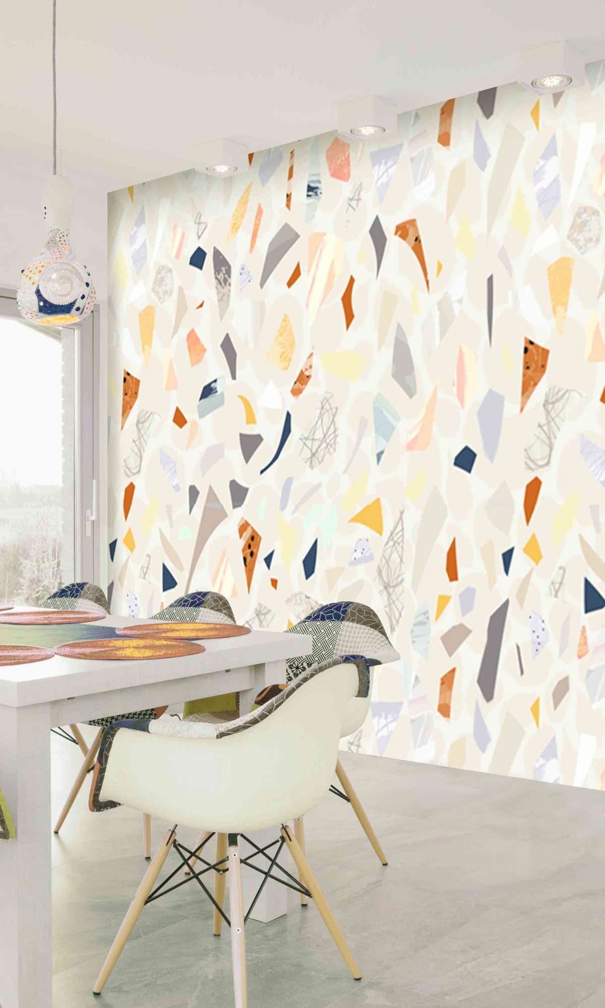 Exquisite Neutral Terrazzo Pattern Mural Wallpaper M1397 for Interior Decor