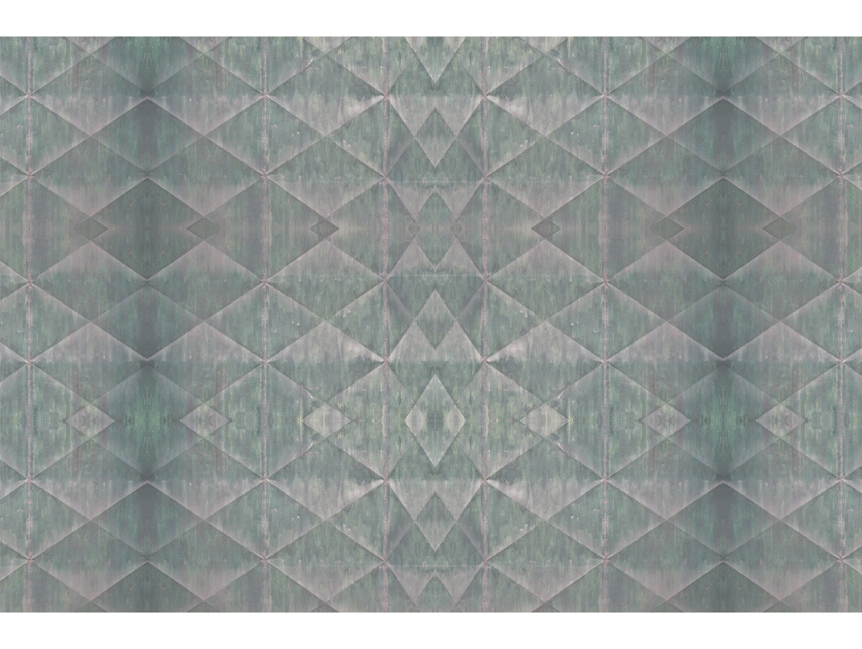 Exquisite Emerald Green Rust - Textured Metal Mural Wallpaper with Geometric Patterns M1317
