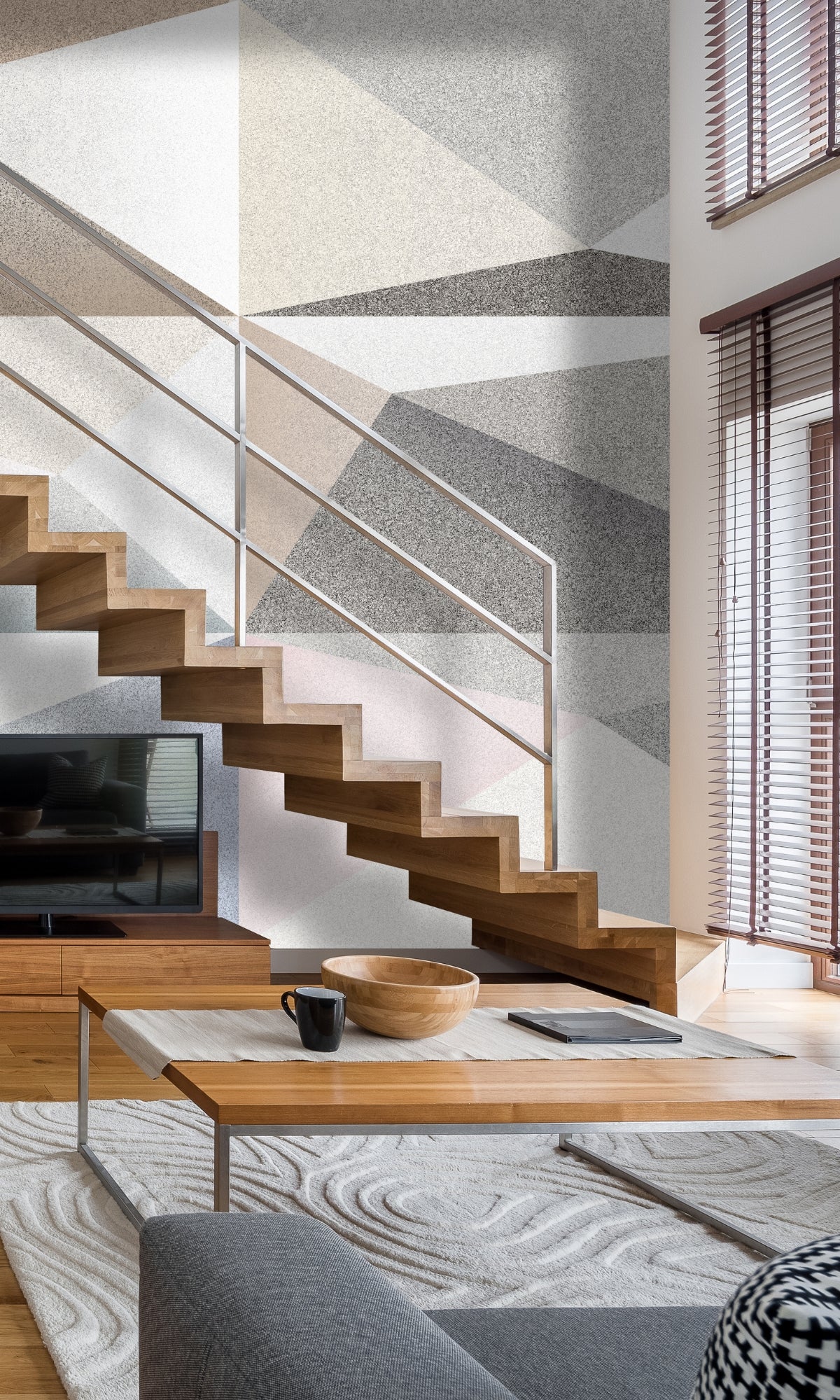 Exquisite Neutral Ceramic Tiles Patterned Mural Wallpaper M1315 for Interior Decoration