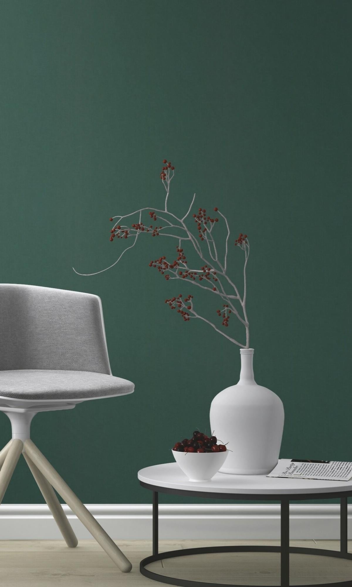 Sophisticated Green Textured Wallpaper with Textile Effect R7863