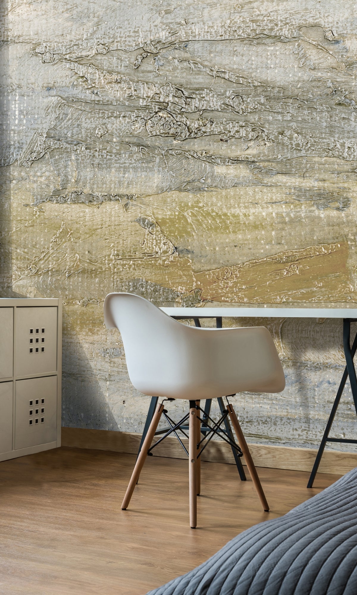 Stunning Neutral Abstract Oil-Painted Canvas Wall Mural Wallpaper M1358 for Home and Commercial Use