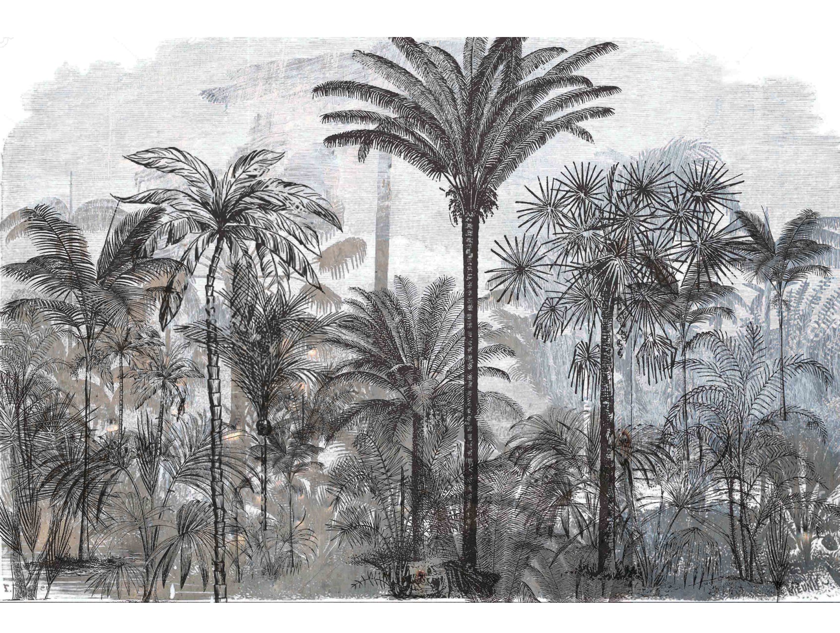 Exquisite Gray Dense Forest Landscape Mural Wallpaper M1176