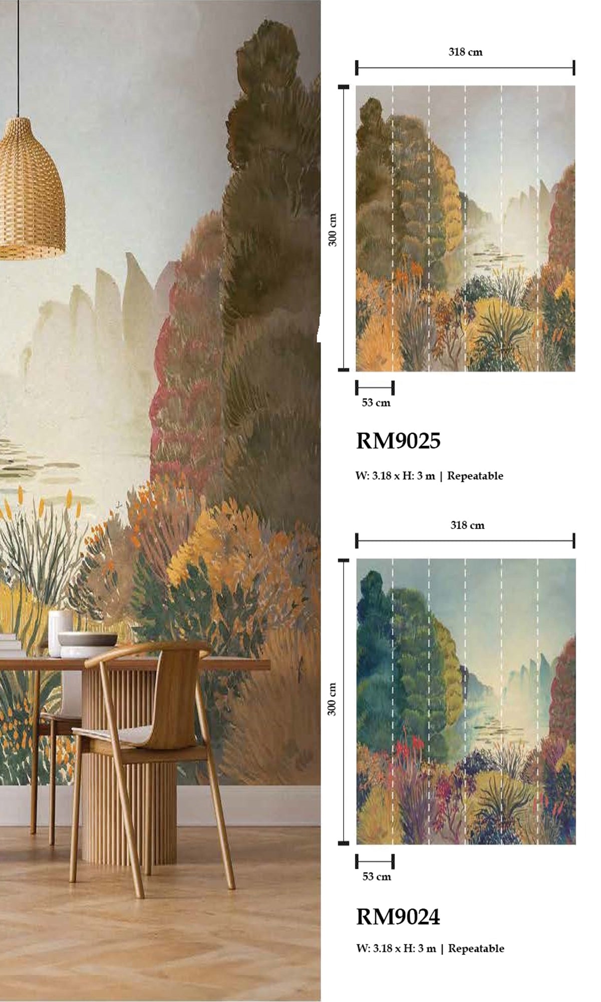 RM9024 Multicolor Luxury Non - woven Nature Landscape Wallpaper