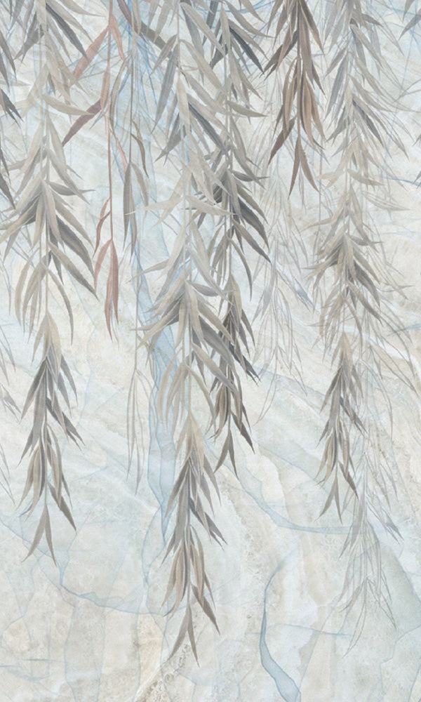 Nature-Inspired Neutral Hanging Leaves Wallpaper Mural M9952
