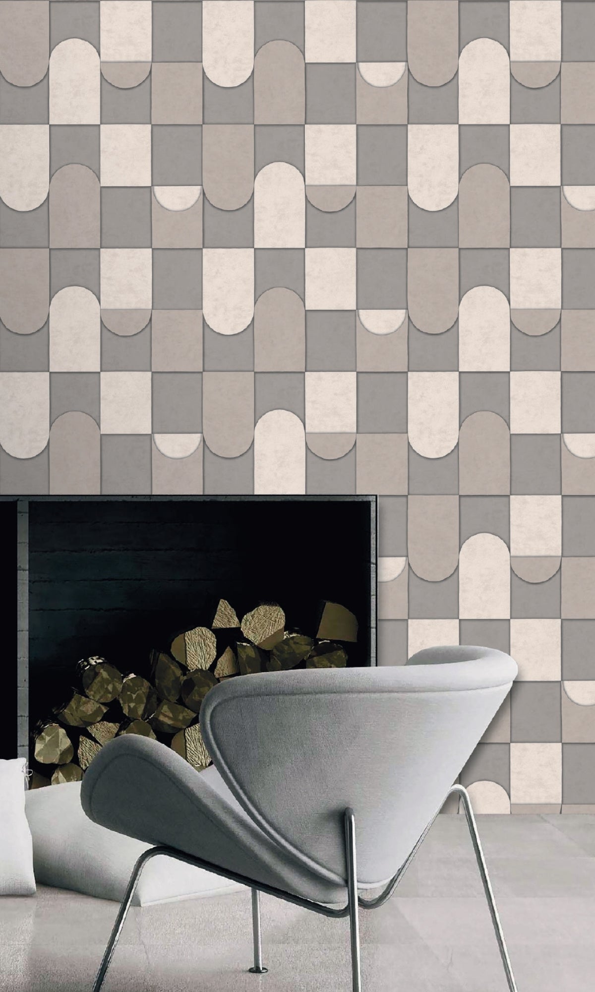Stylish Grey and Beige 3D Geometric Patchwork Wall Decor Wallpaper R8086
