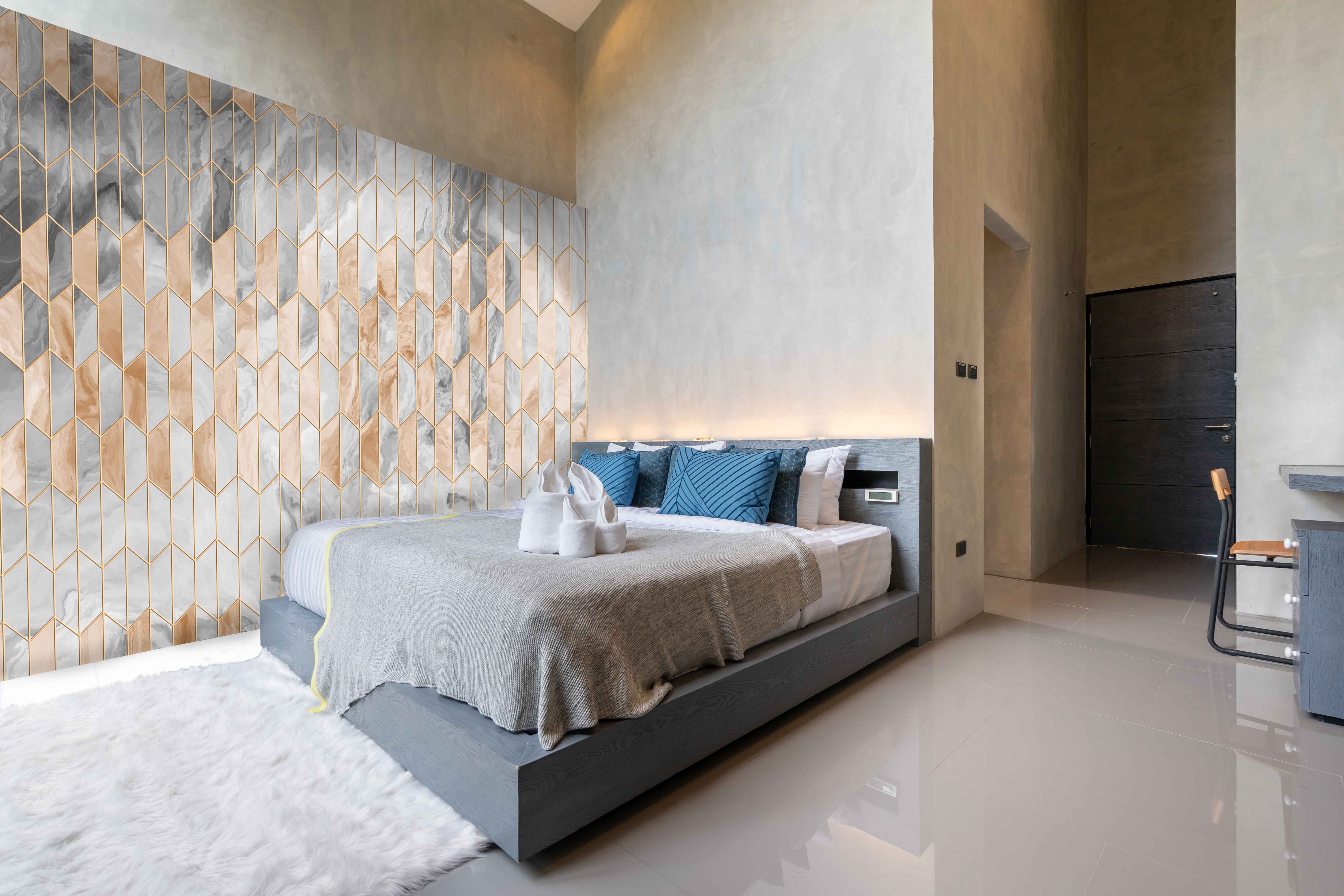 Stylish Neutral Marble Mural Wallpaper with Intricate Metal Elements - M1350