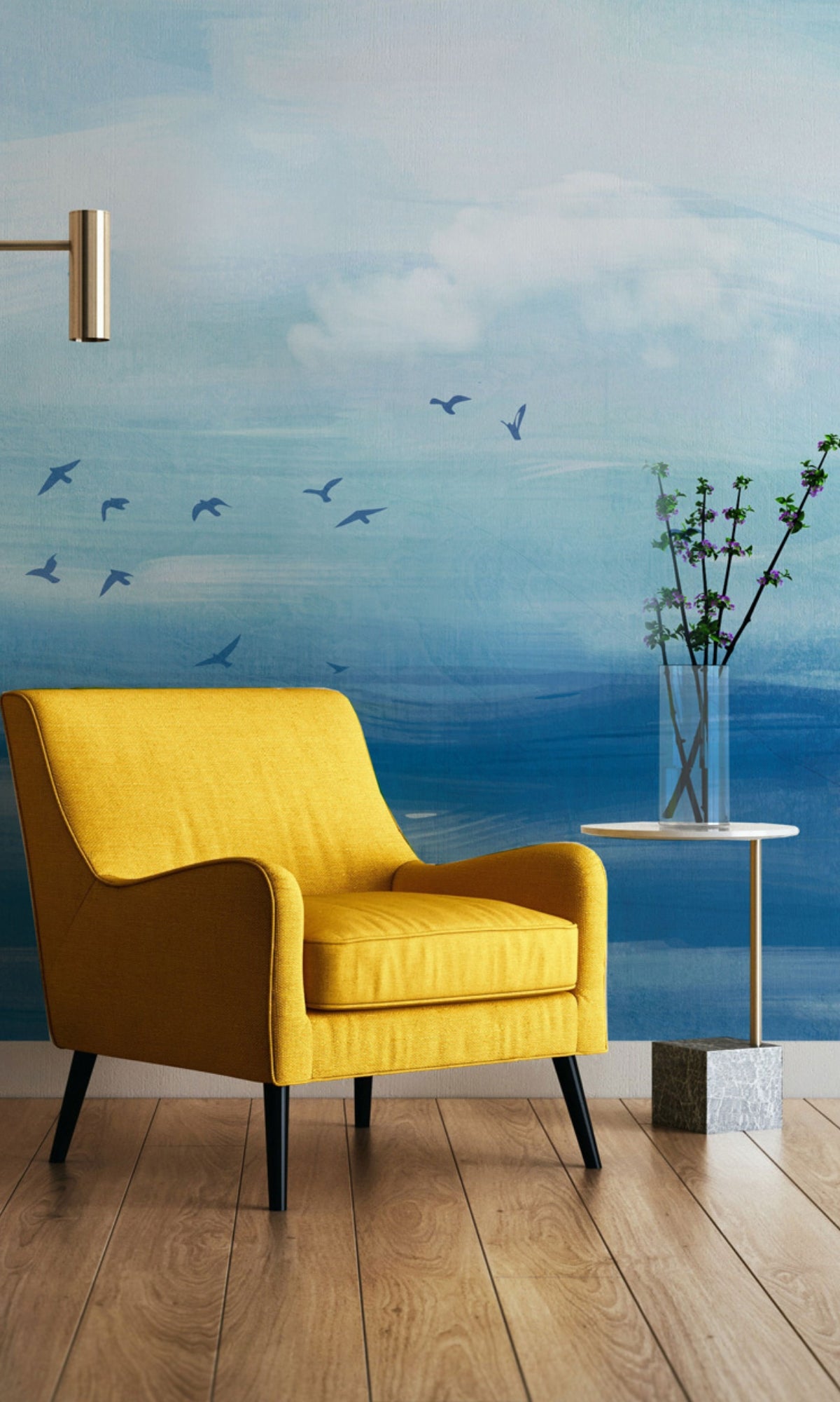 Blue Abstract Oil Painting Style Mural Wallpaper Decorative Wall Covering M1379