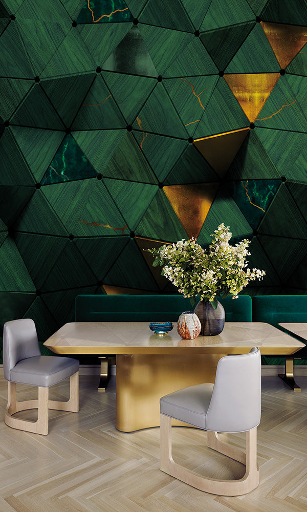 Stunning Green Buckled Wall Wallpaper Mural M9864