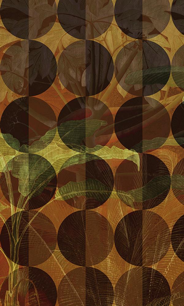 Nature-Inspired Orange Circular Mural M9465 - Sample