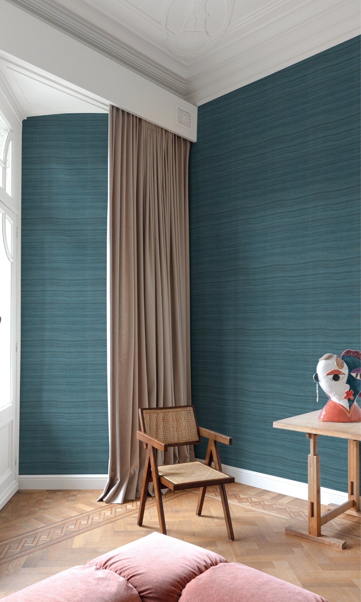 Blue Elegant Natural-Look Faux Wallpaper R8704 for Versatile Spaces