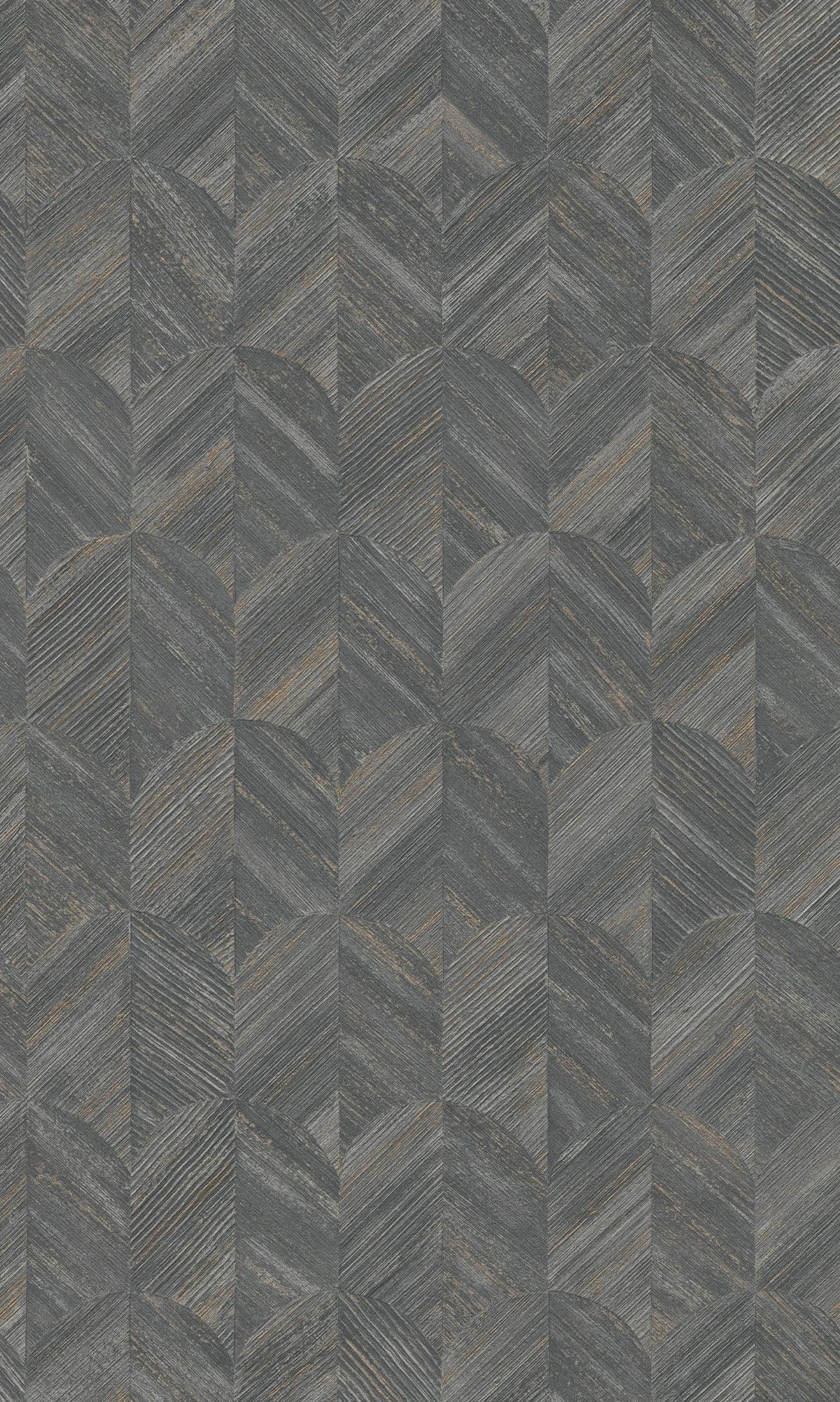 Brown Art Deco Geometric Contemporary Wallpaper with Shell Motifs R7719