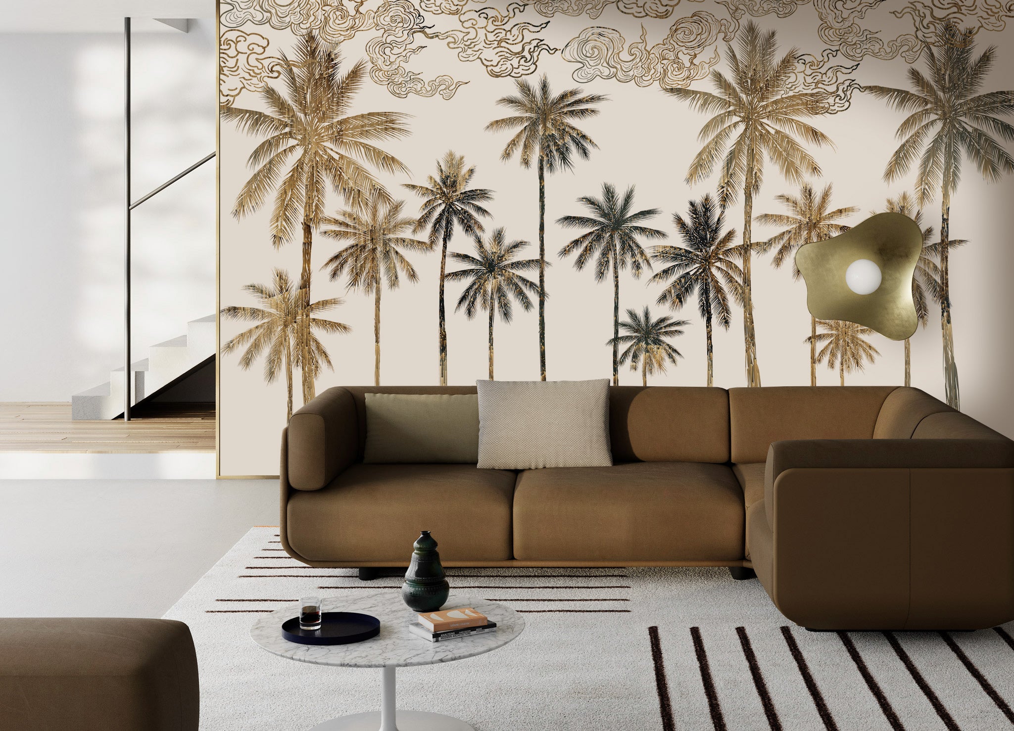 Exquisite Natural Tropical Palm Trees Decorative Mural Wallpaper M1130