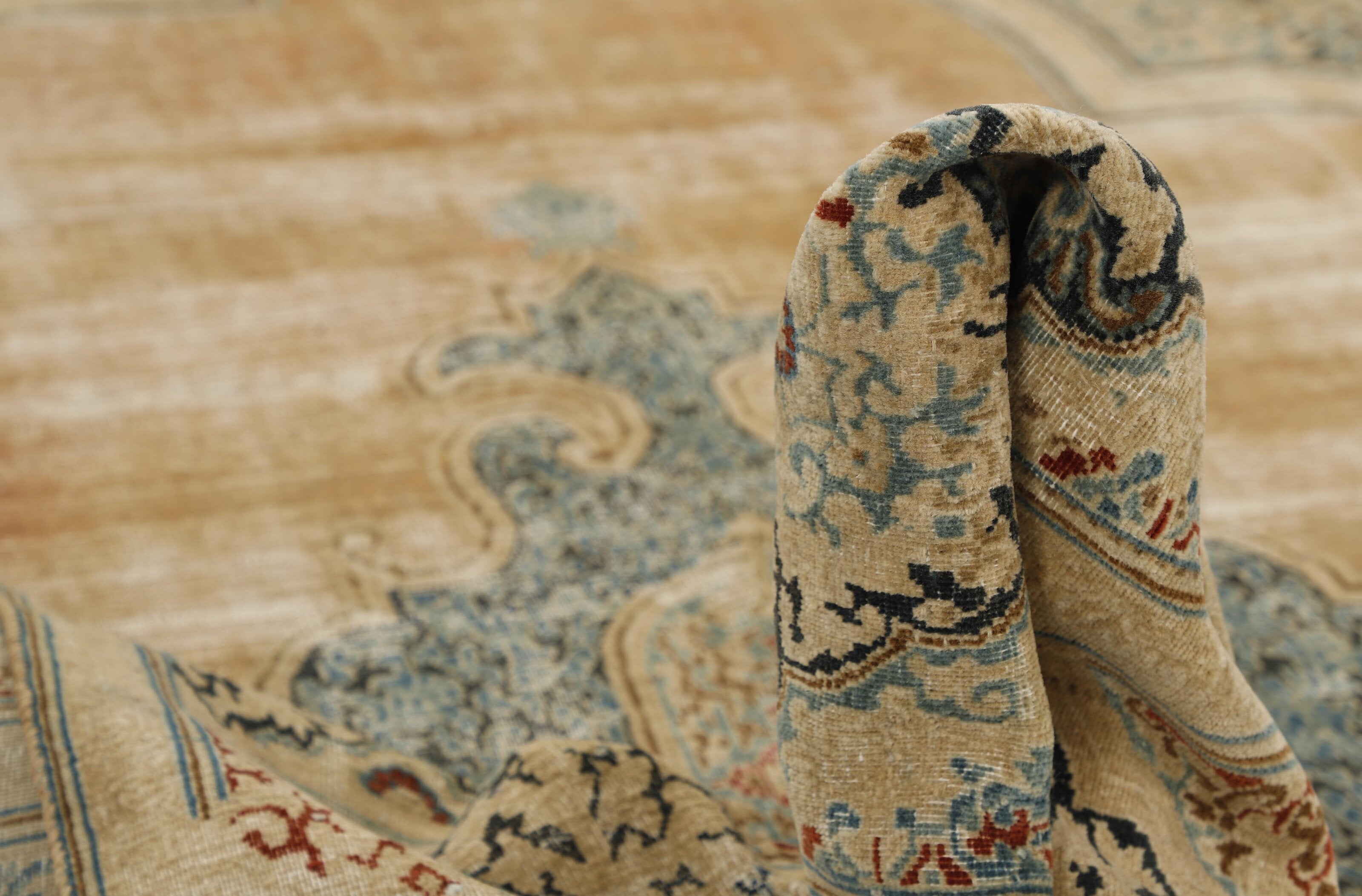 Antique Persian Hand-Knotted Rugs from Vintage Royal Collection in Stonewashed and Recolored Finishes, Measuring 300 cm x 407 cm