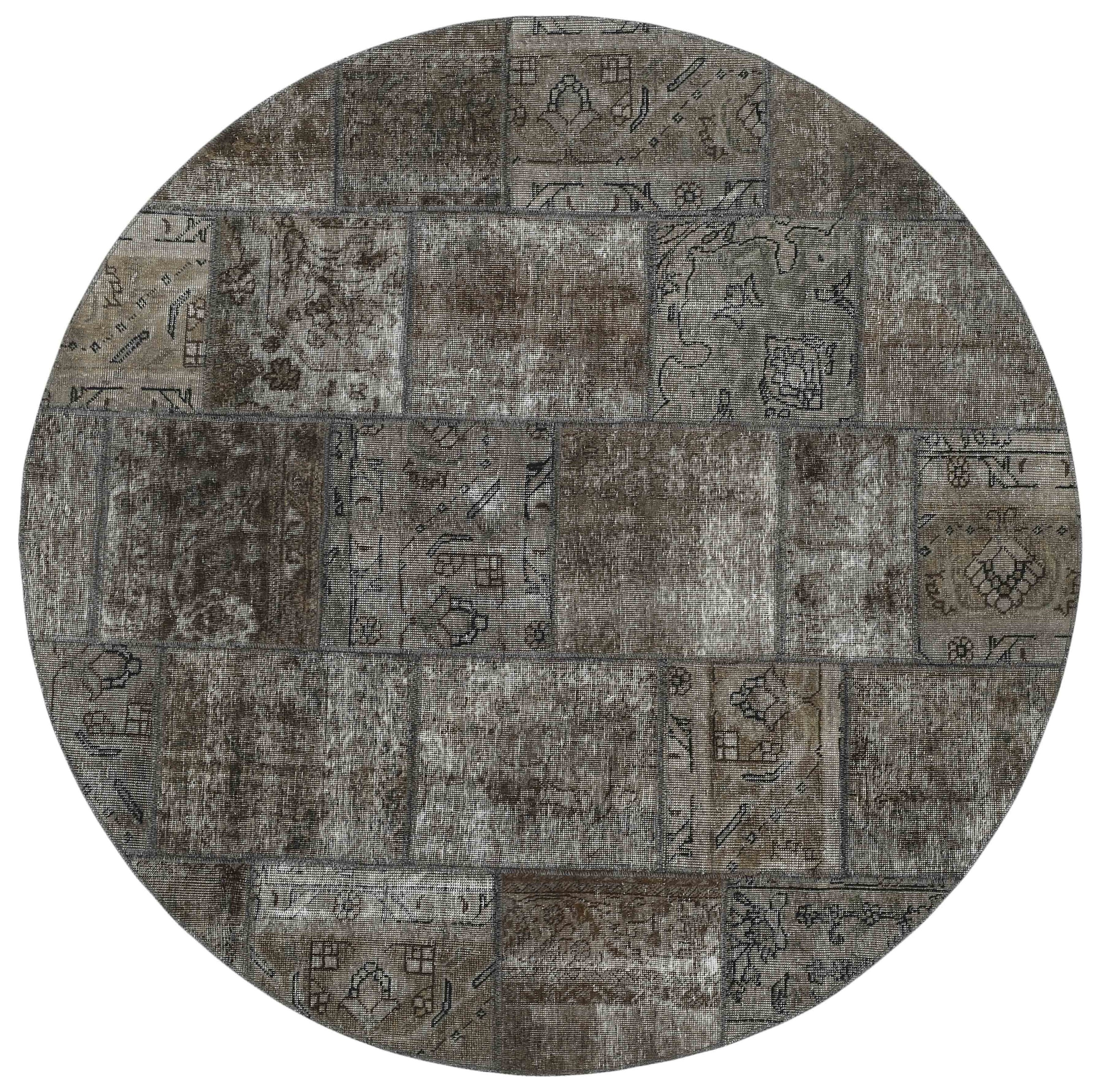 Vintage Royal Style Persian Handmade Patchwork Area Rugs - 200 cm x 200 cm, Antique Craftsmanship