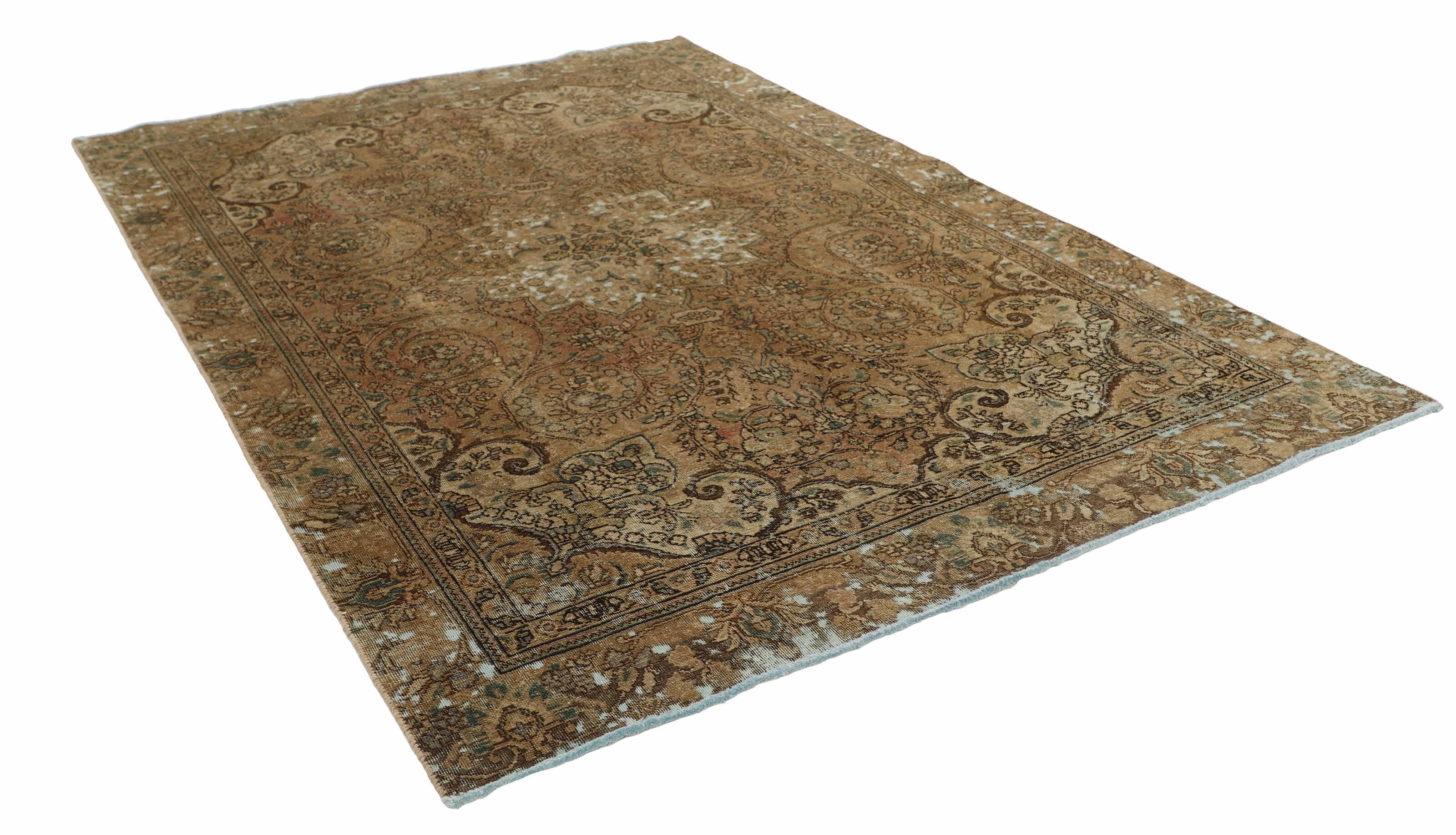 Vintage Royal Collection: Exquisite Antique Persian Hand - Knotted Floor Rugs with Stone - washed and Recolored Finishes, Measuring 187 cm x 273 cm