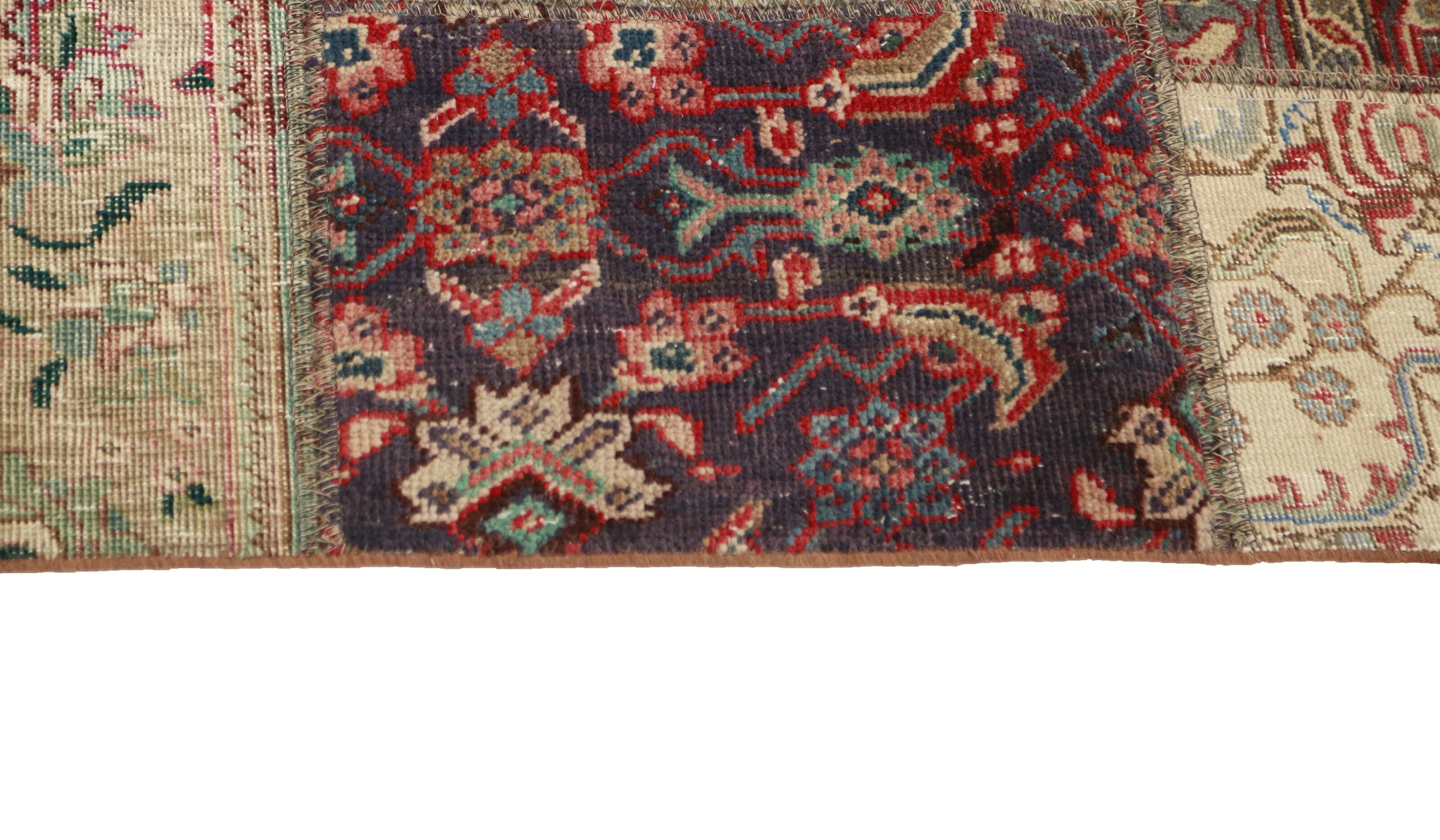 Antique Persian Handmade Vintage Royal Patchwork Rugs, 141 cm x 200 cm