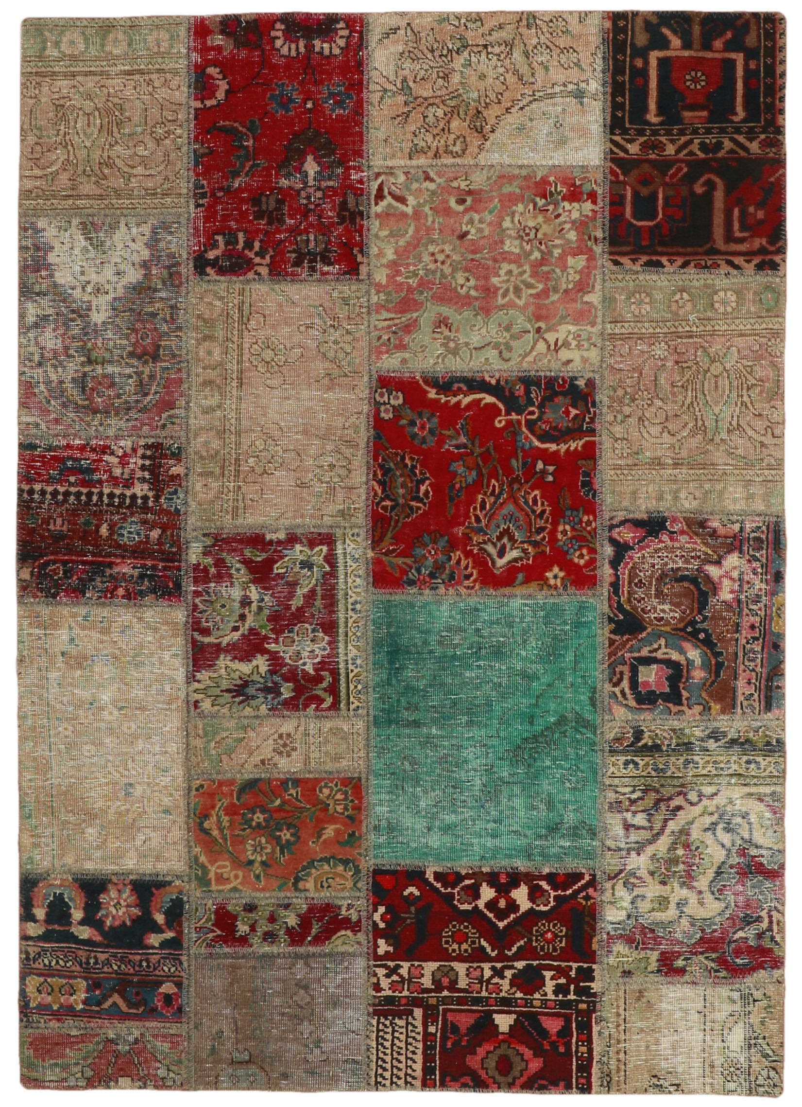 Antique Persian Handmade Vintage Royal Patchwork Floor Rugs Measuring 142 cm x 199 cm