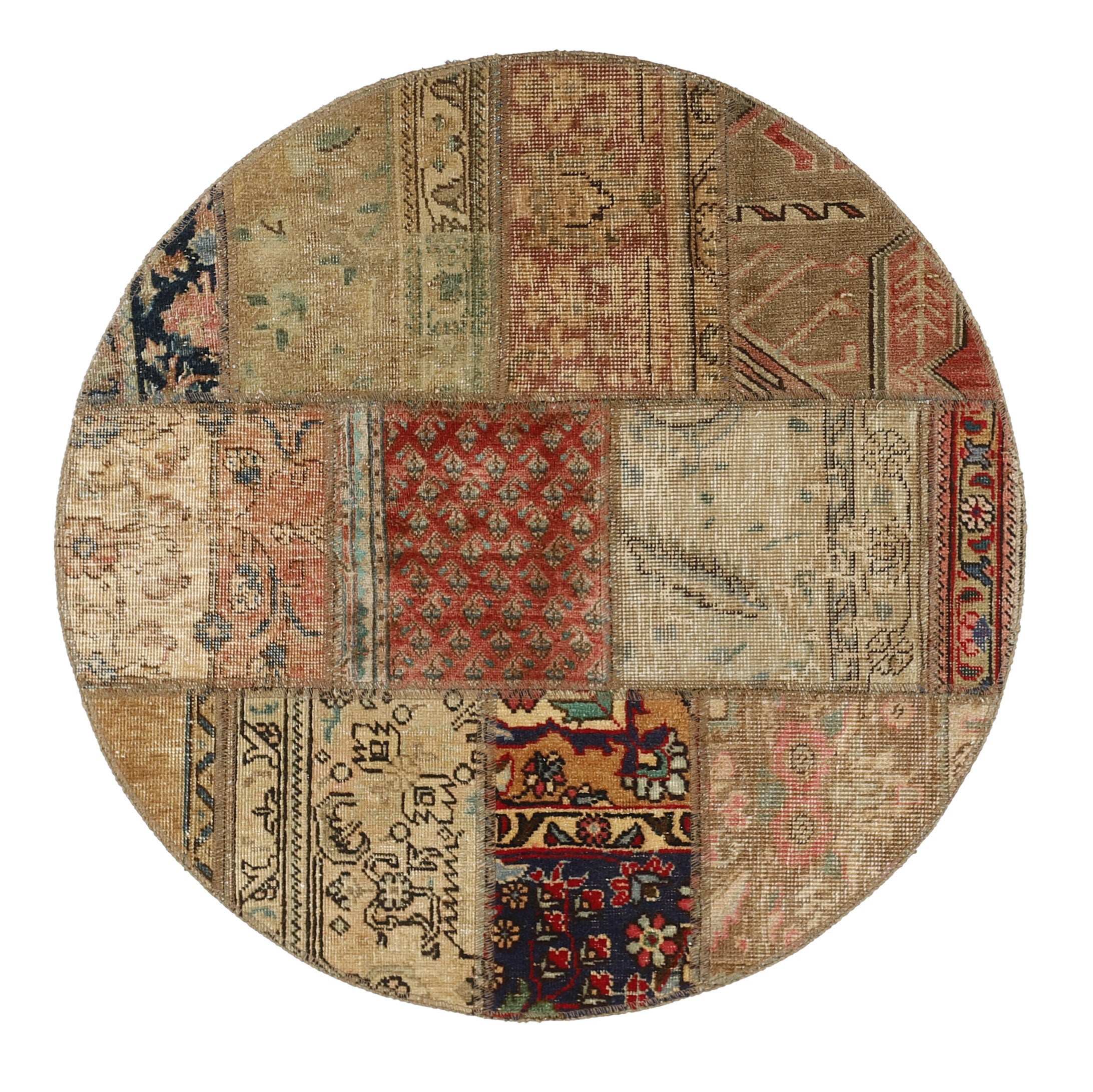 100 cm x 100 cm Vintage Persian Royal Patchwork Handmade Rugs