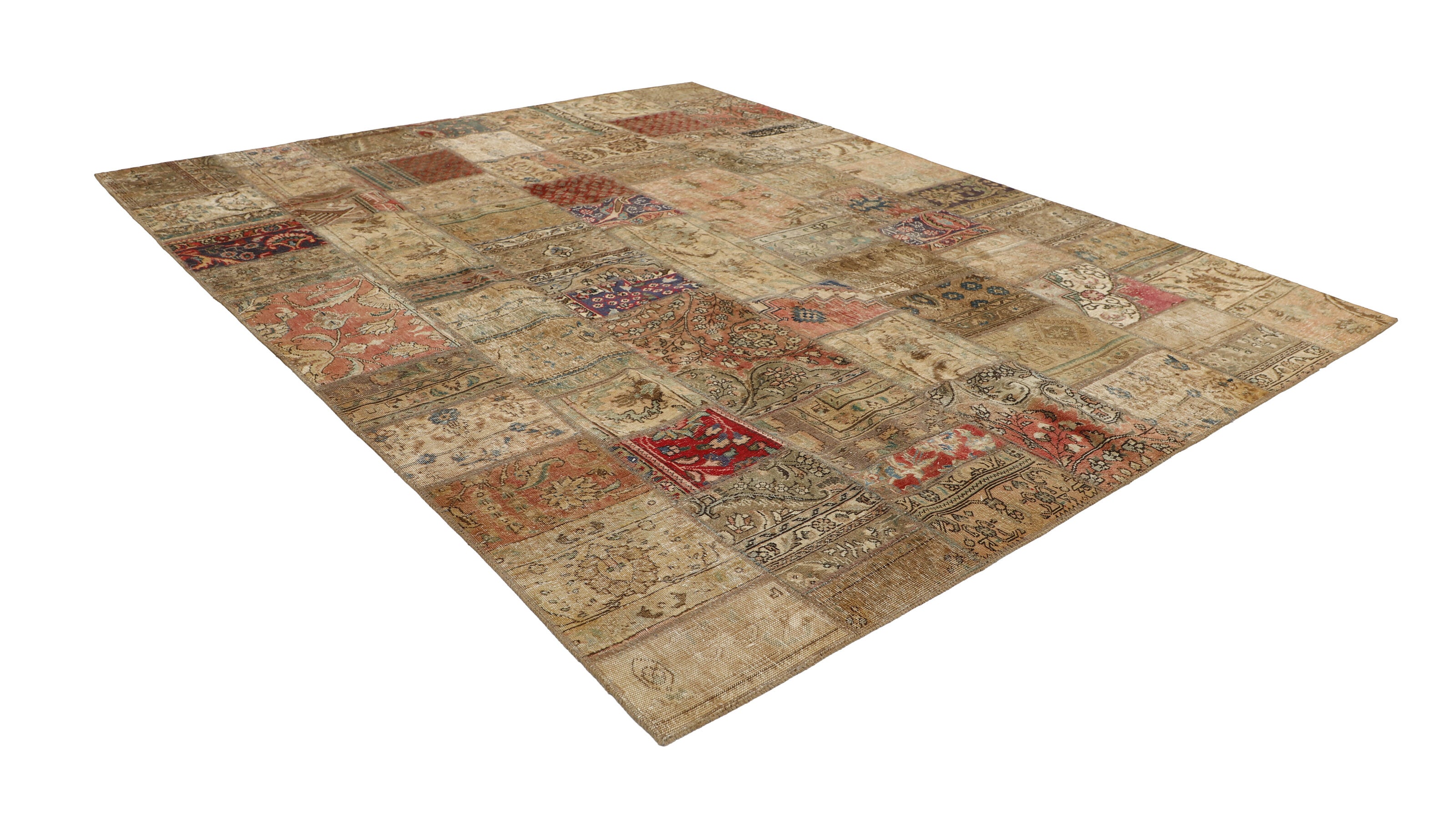 Antique Persian Handmade Vintage Royal Patchwork Rugs - Large Size 248 cm x 310 cm