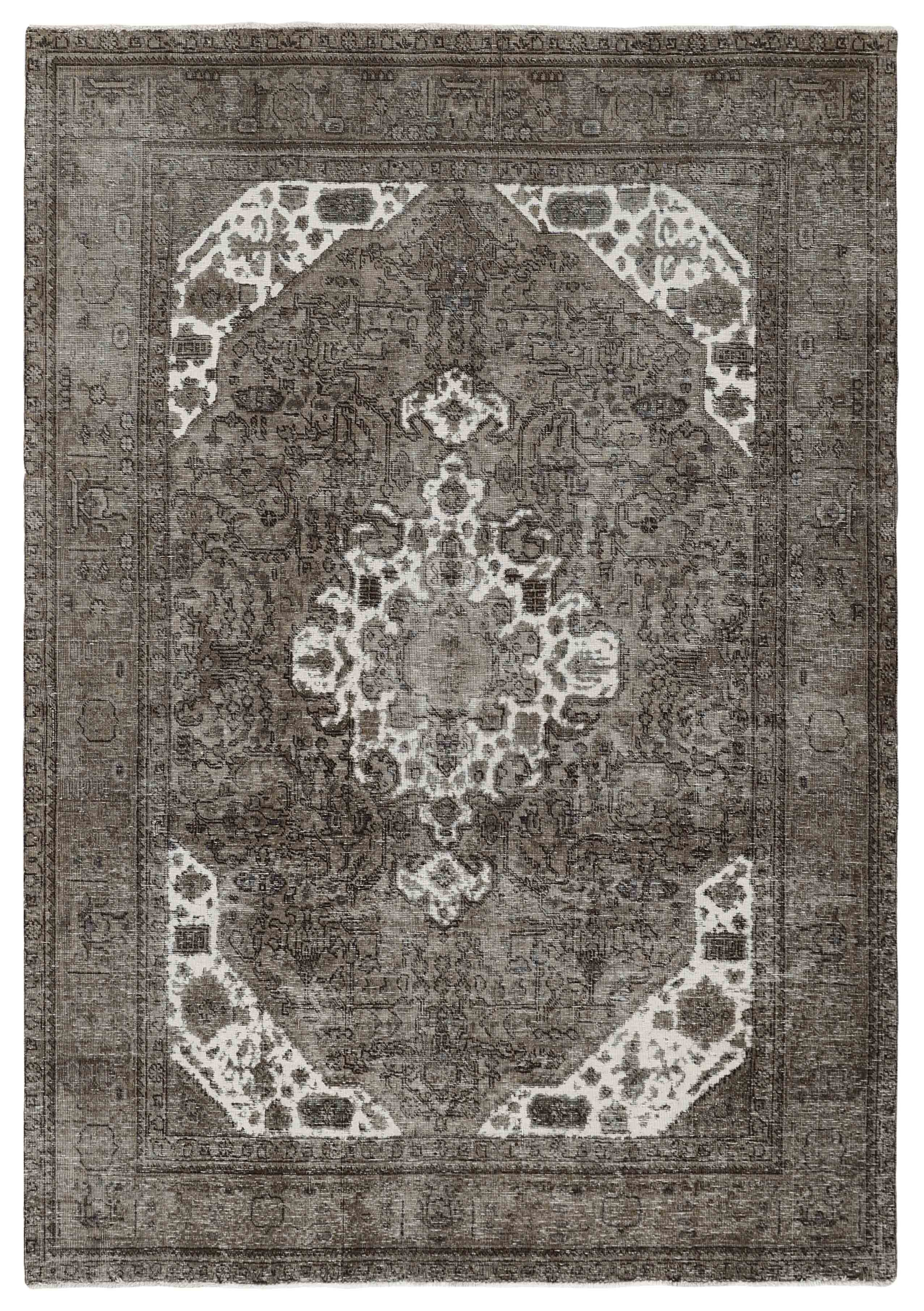 Antique Persian Hand-Knotted Vintage Royal Rugs in Stonewashed, Recoloured 198 cm x 290 cm