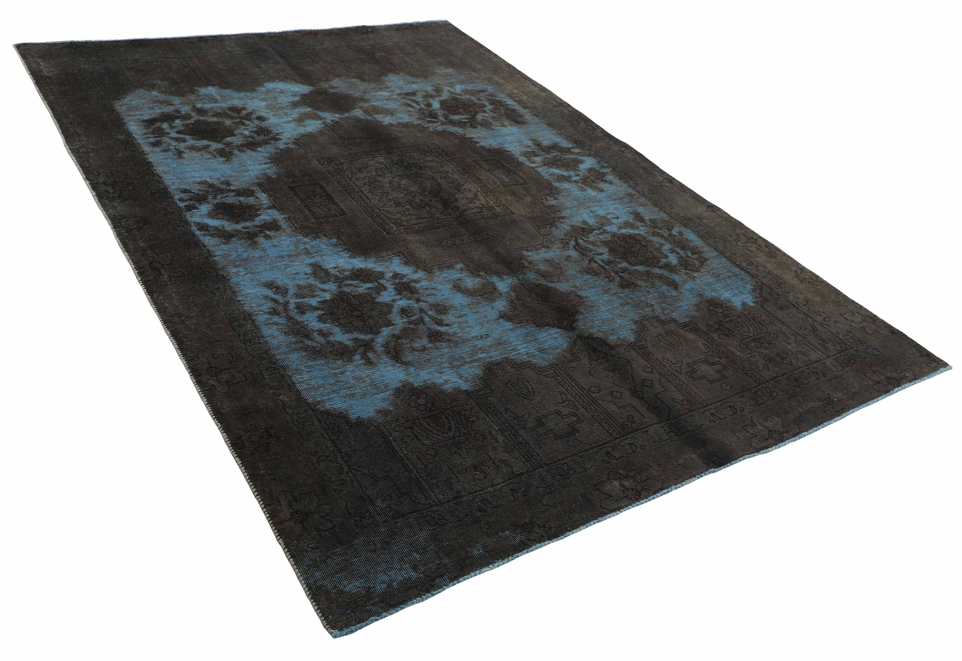 Antique Persian Hand-Knotted Vintage Royal Rugs in Stonewashed, Recoloured 186 cm x 260 cm
