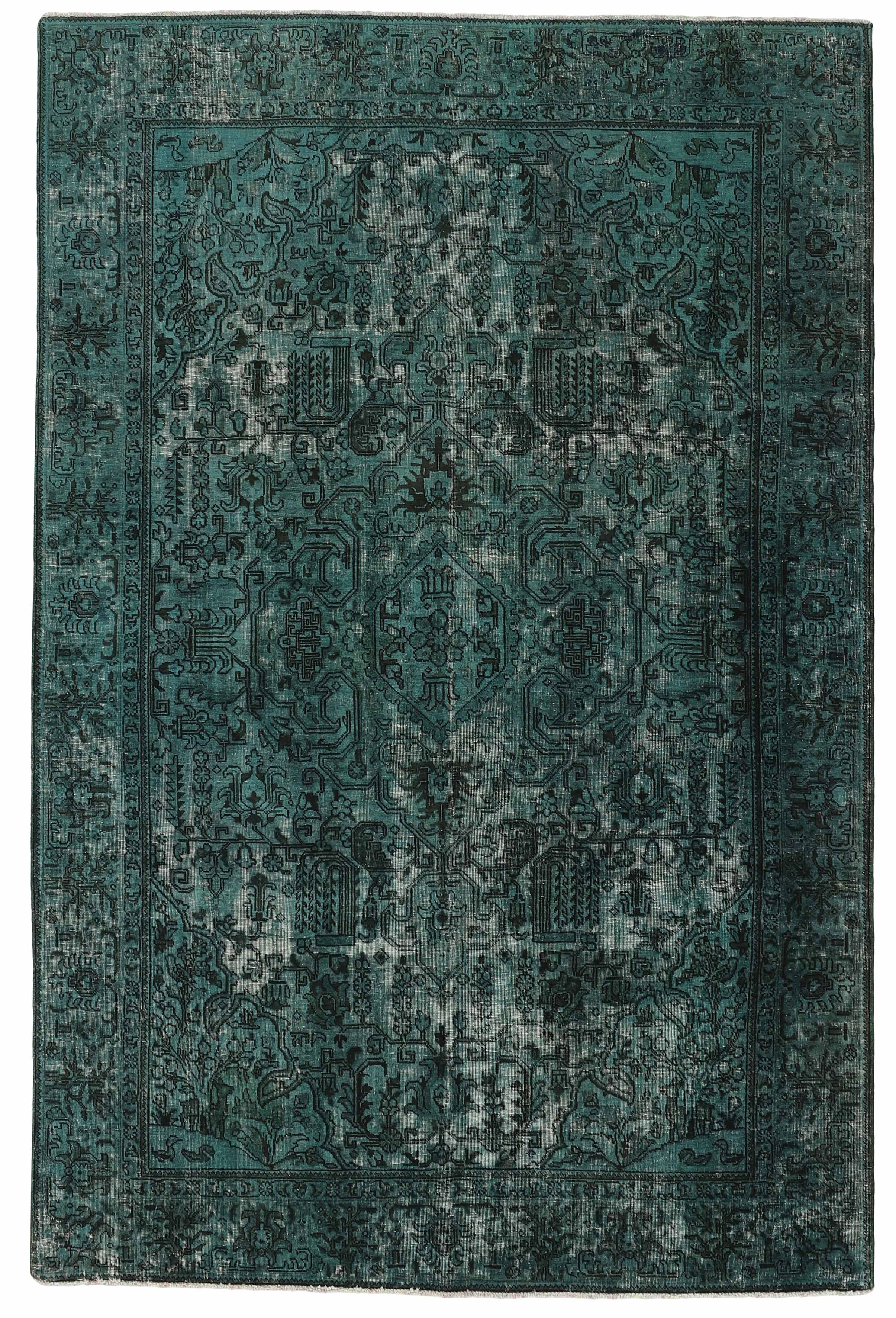Antique Persian Hand - Knotted Vintage Royal Rugs in Stonewashed, Recoloured 193 cm x 291 cm