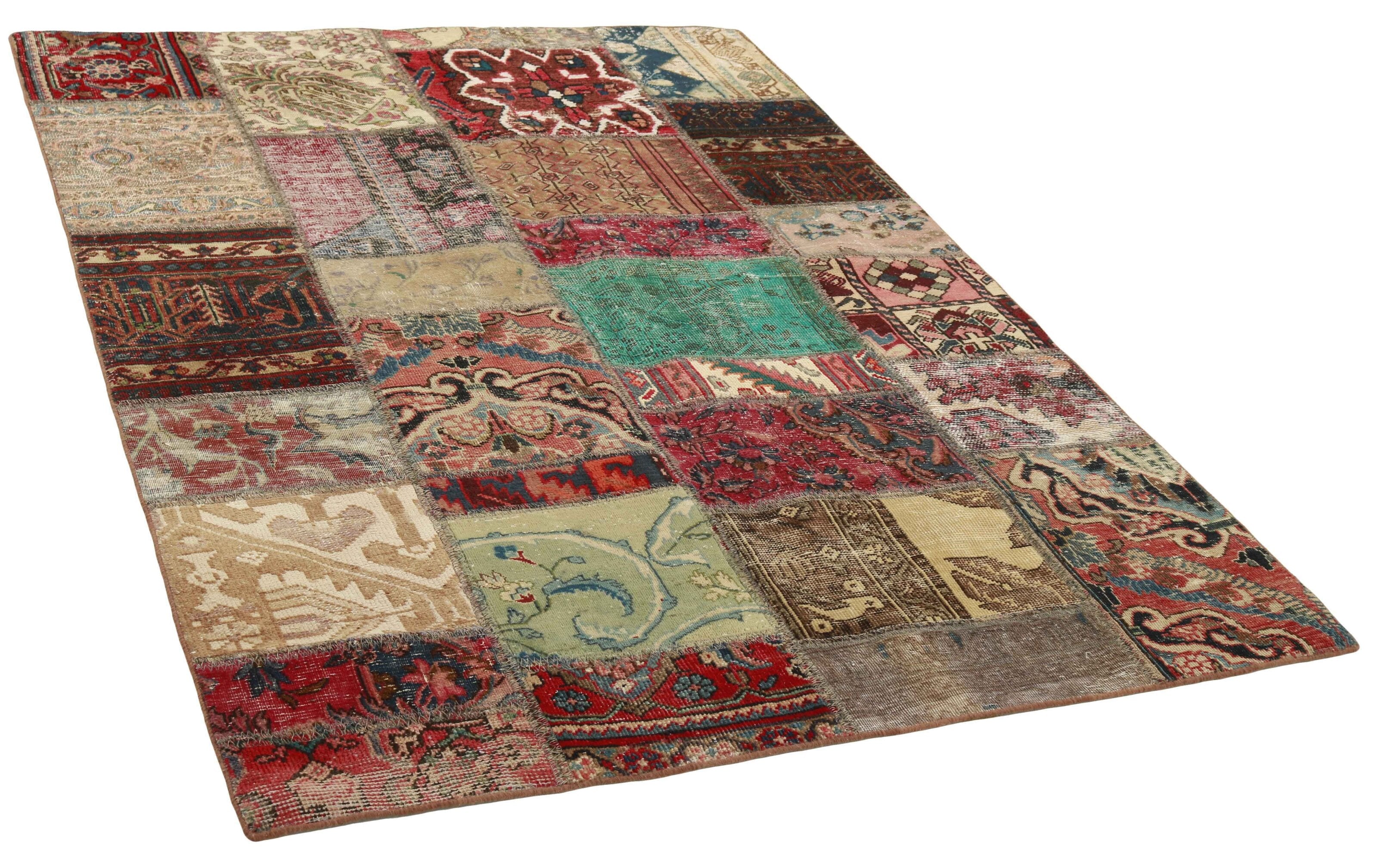 Antique Persian Handmade Vintage Royal Patchwork Rugs - 143 cm x 202 cm