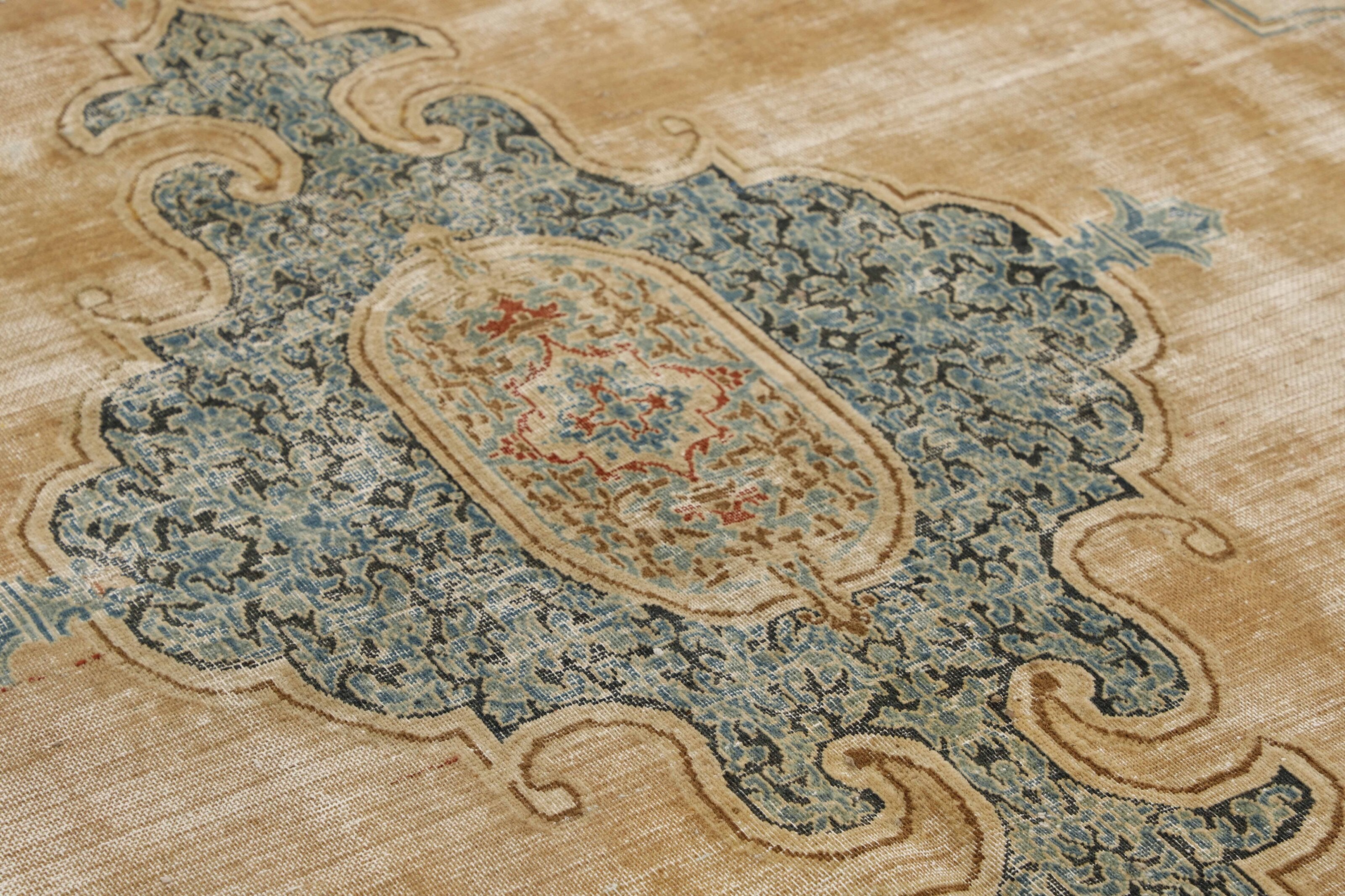 Antique Persian Hand-Knotted Rugs from Vintage Royal Collection in Stonewashed and Recolored Finishes, Measuring 300 cm x 407 cm