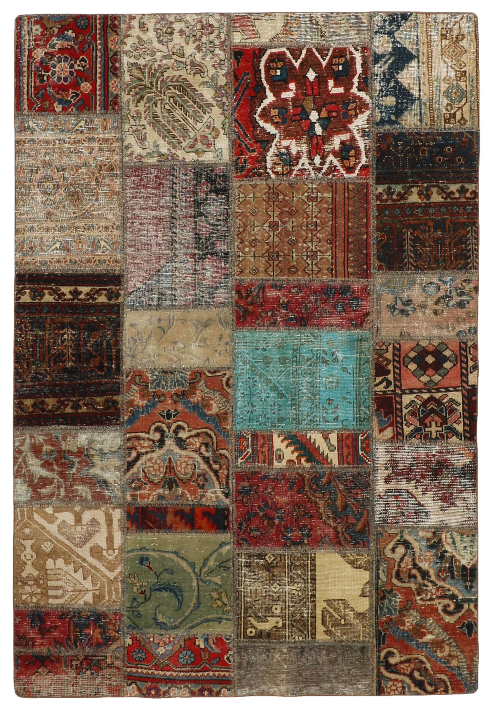 Antique Persian Handmade Vintage Royal Patchwork Rugs - 143 cm x 202 cm