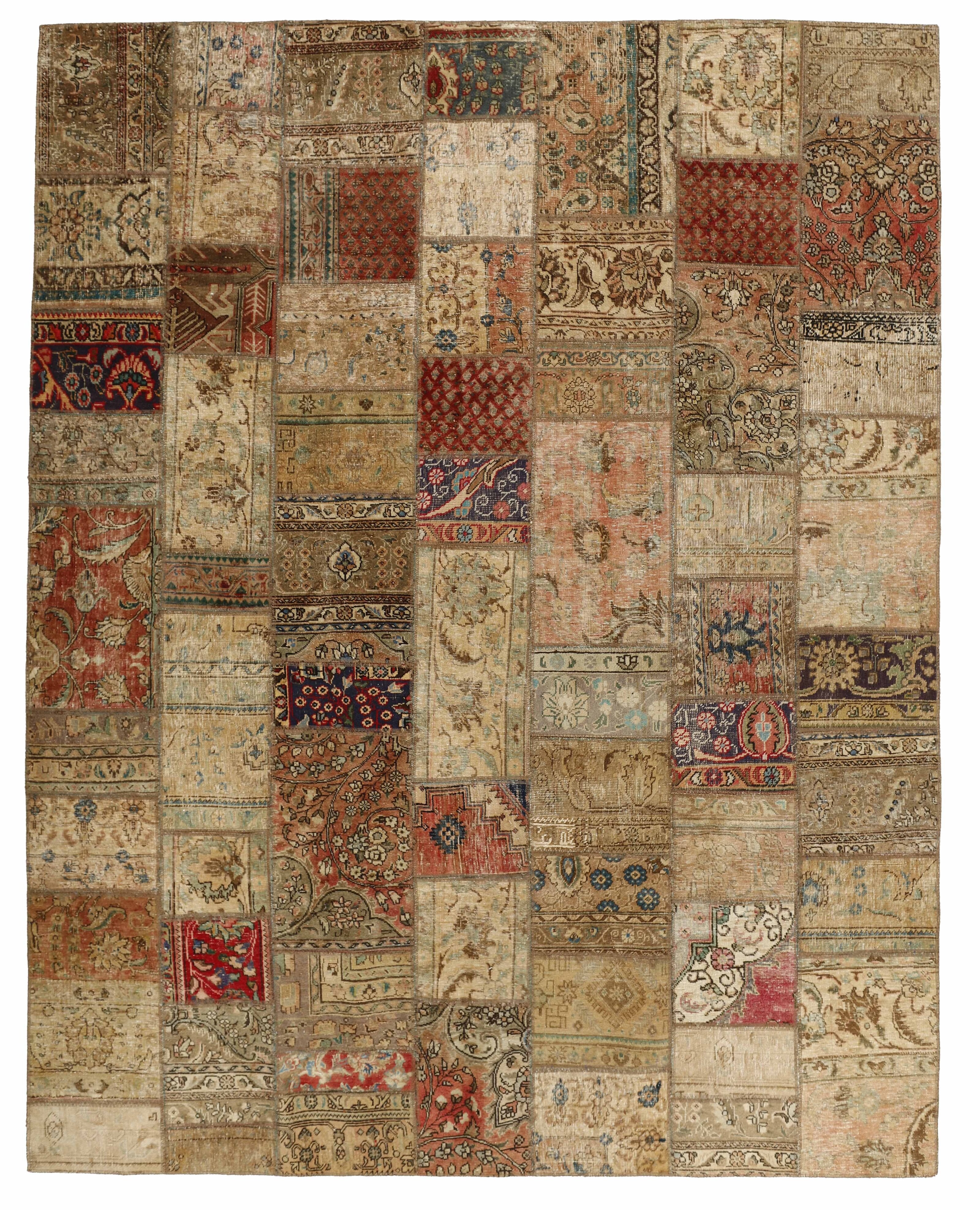 Antique Persian Handmade Vintage Royal Patchwork Rugs - Large Size 248 cm x 310 cm