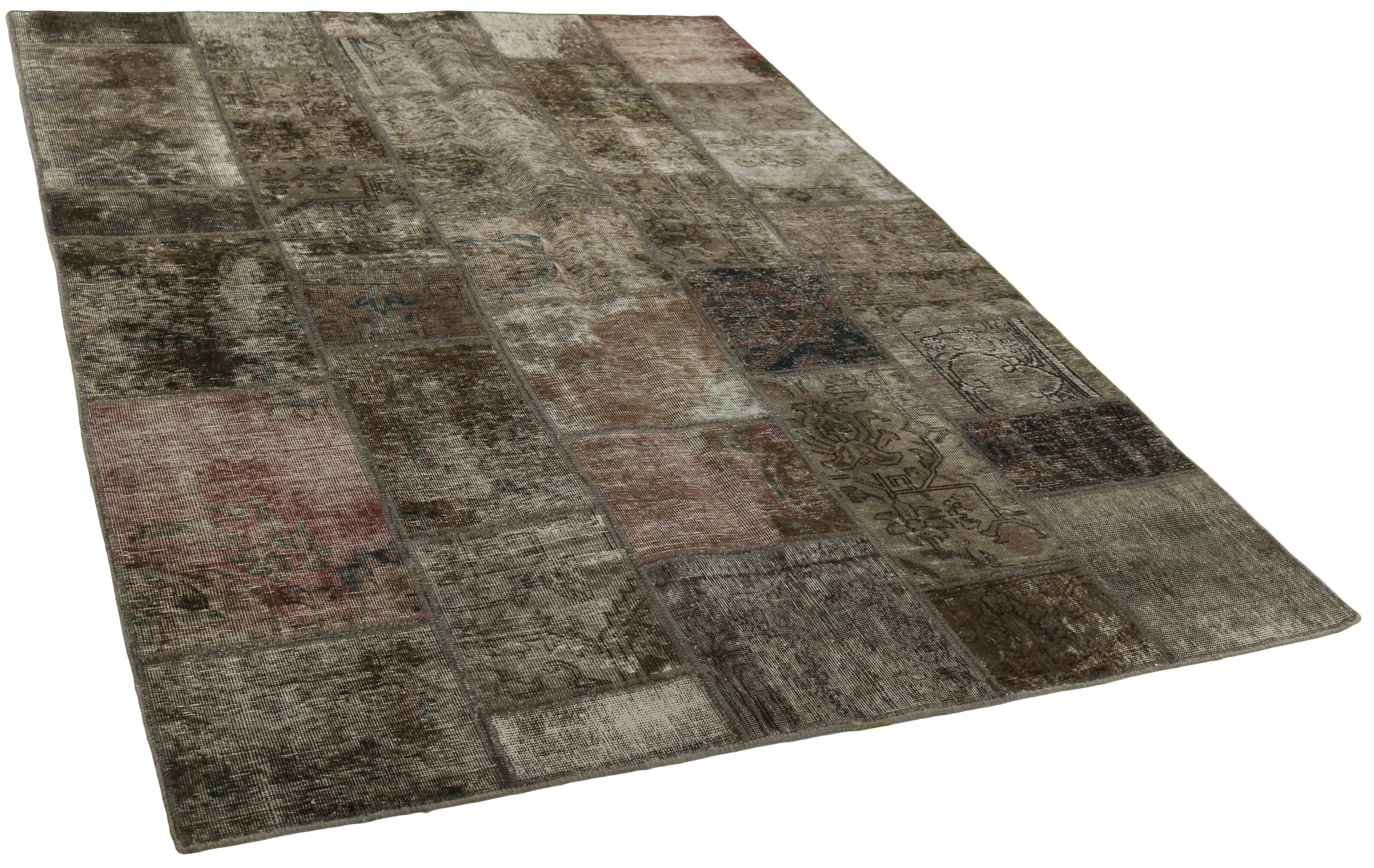 Antique Persian Handmade Vintage Royal Patchwork Rug, 169 cm x 240 cm