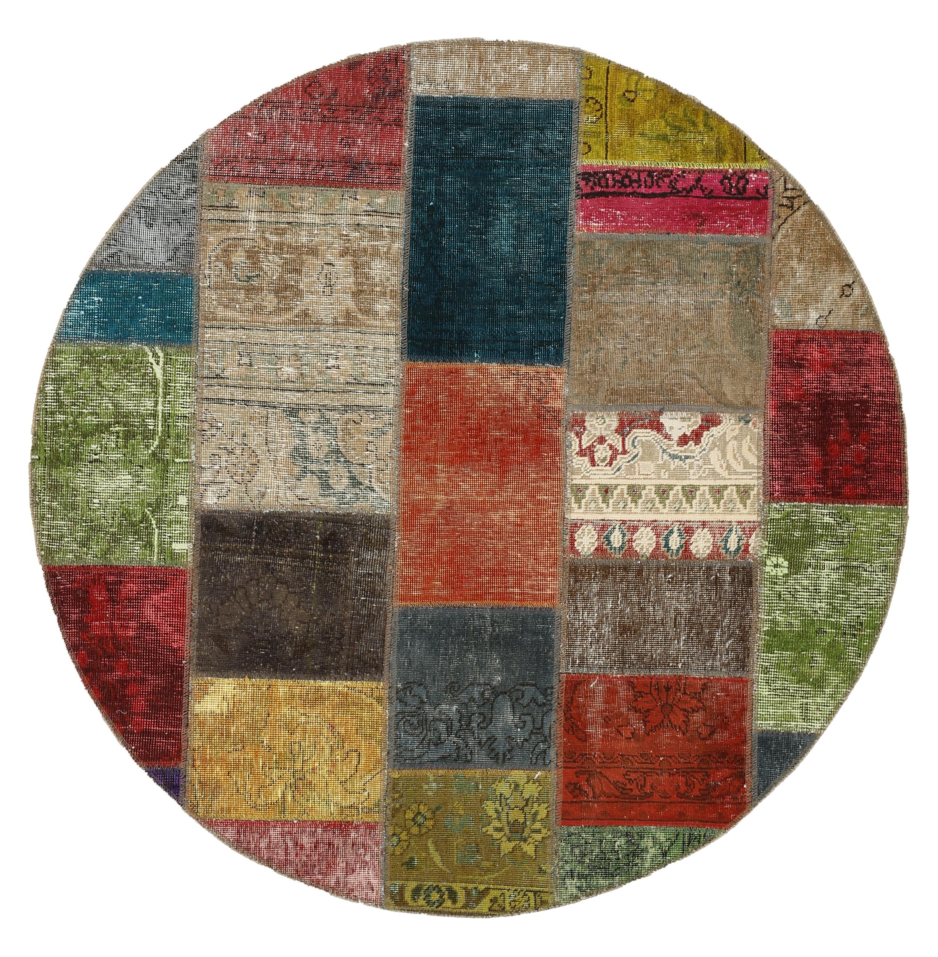Antique Persian Handmade Vintage Royal Patchwork Rugs 150 cm x 150 cm