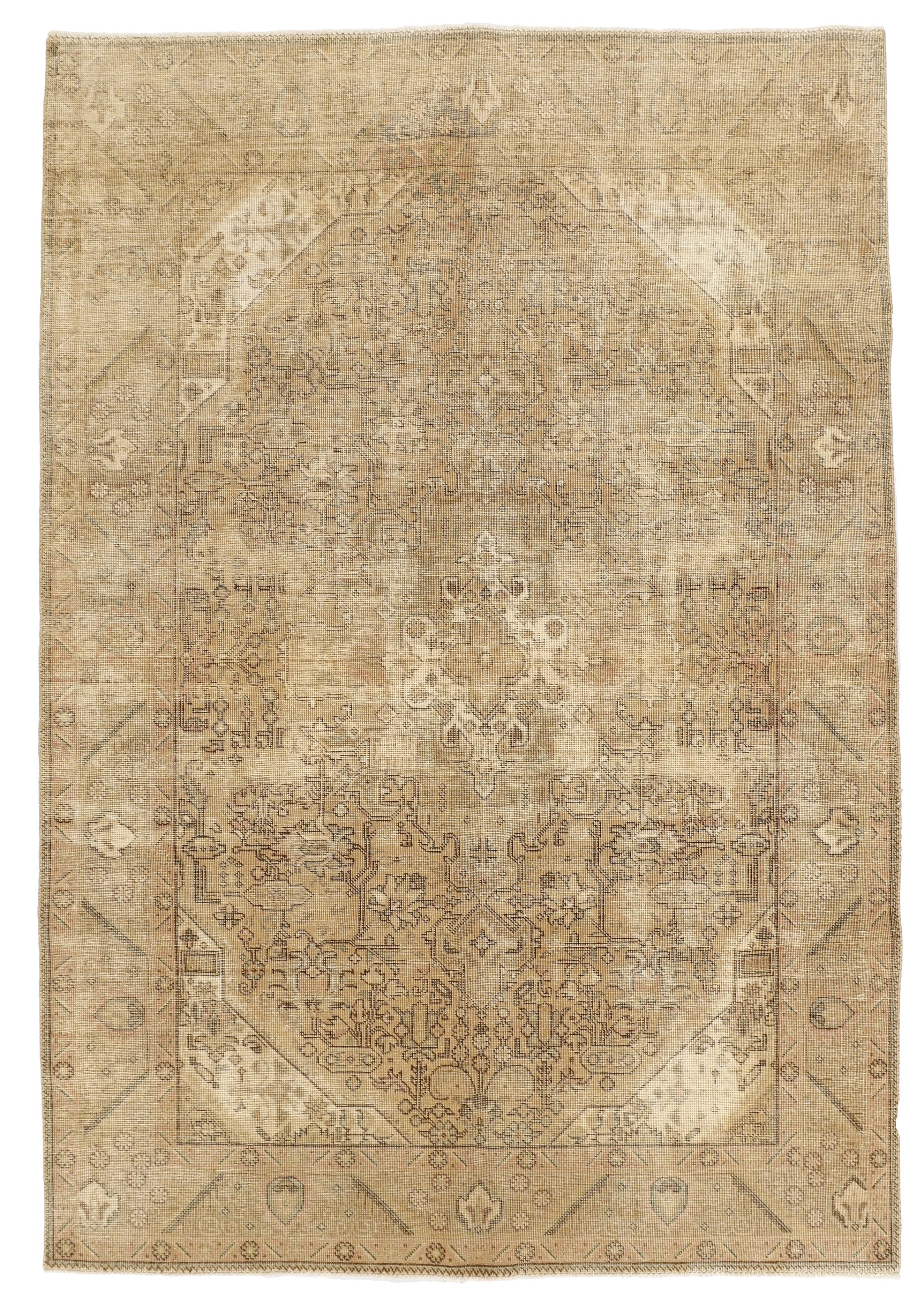 Antique Persian Hand - Knotted Vintage Royal Collection Rugs with Stonewashed and Recolored Finishes, Measuring 197 cm x 284 cm