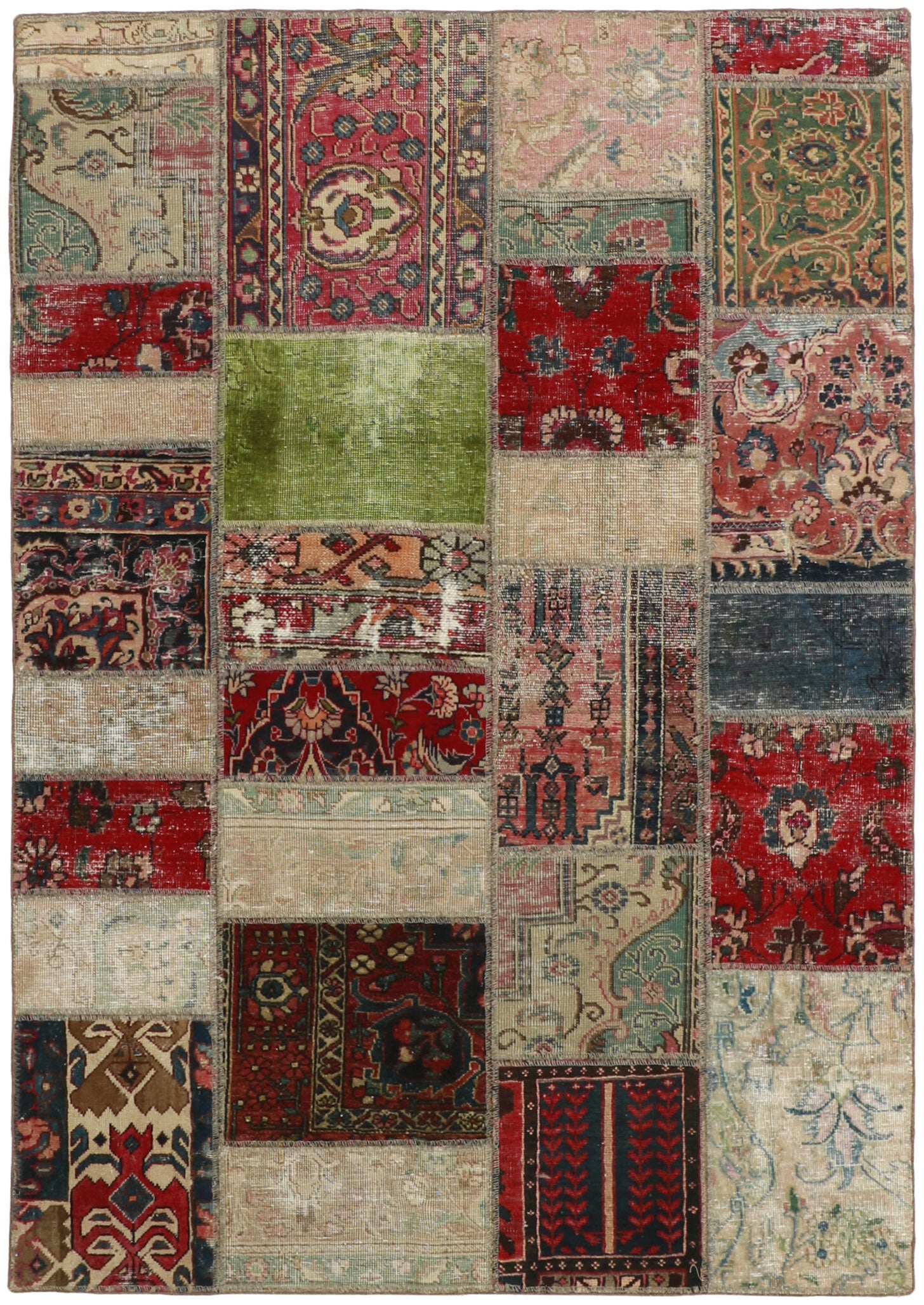 Antique Persian Handmade Vintage Royal Patchwork Rugs - 142 cm x 198 cm