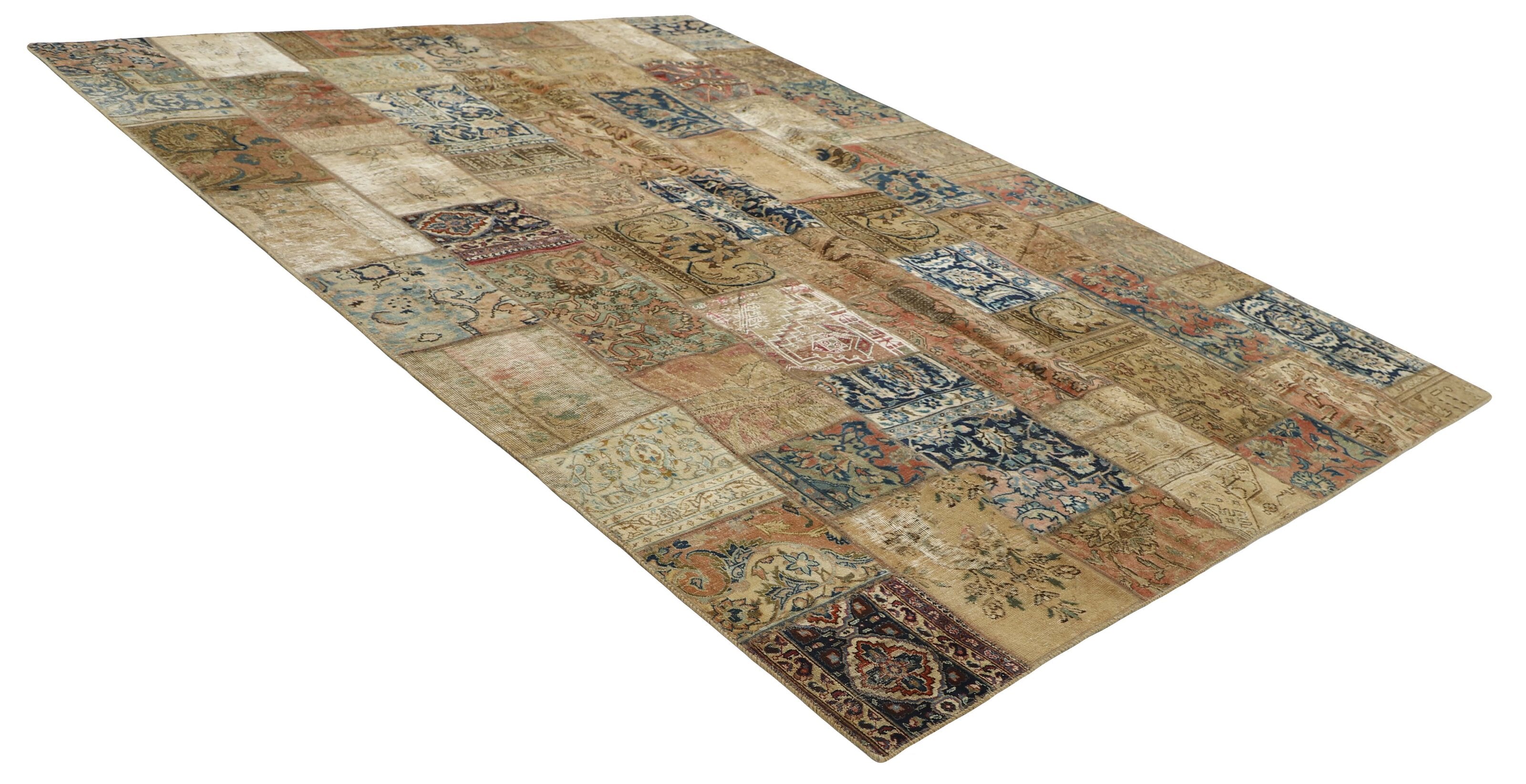 Antique Persian Handmade Vintage Royal Patchwork Rugs - Large Size 252 cm x 360 cm