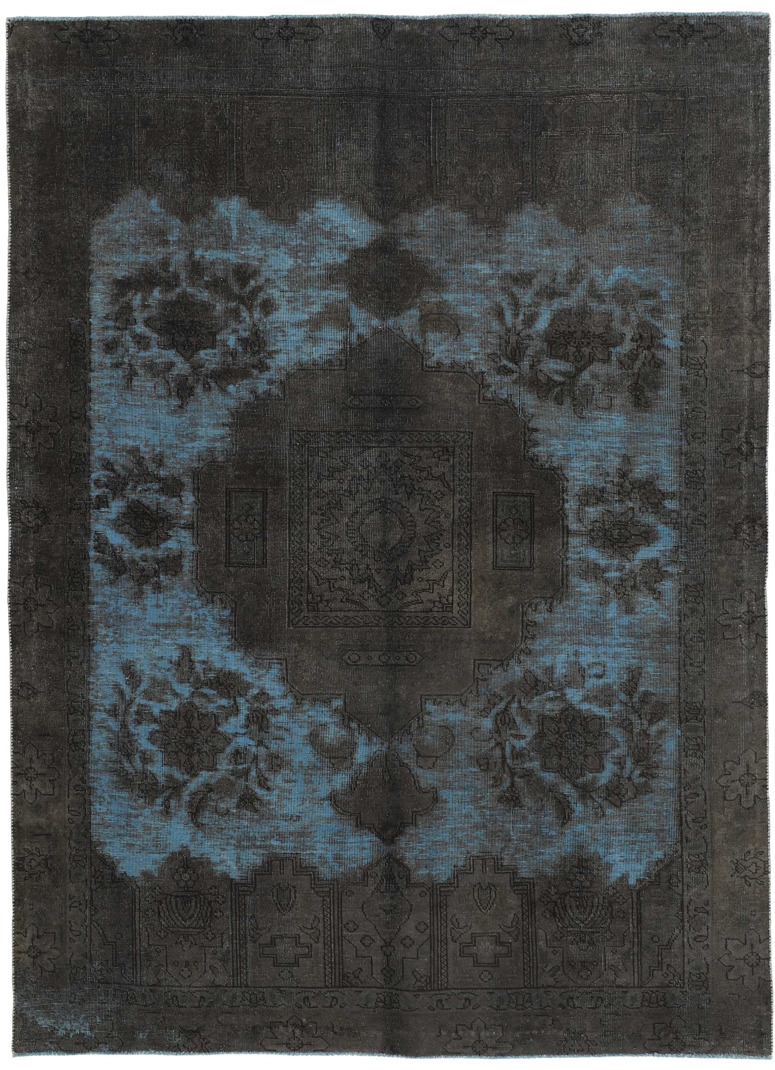 Antique Persian Hand-Knotted Vintage Royal Rugs in Stonewashed, Recoloured 186 cm x 260 cm