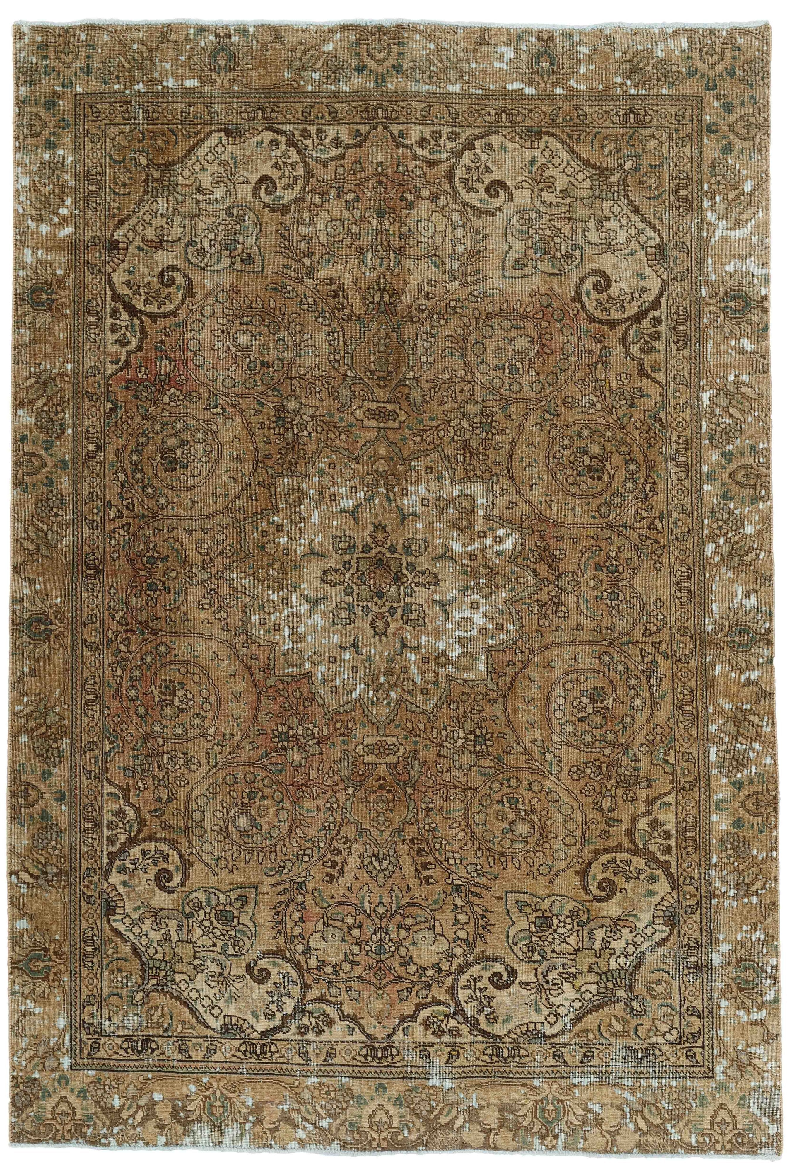 Vintage Royal Collection: Exquisite Antique Persian Hand - Knotted Floor Rugs with Stone - washed and Recolored Finishes, Measuring 187 cm x 273 cm