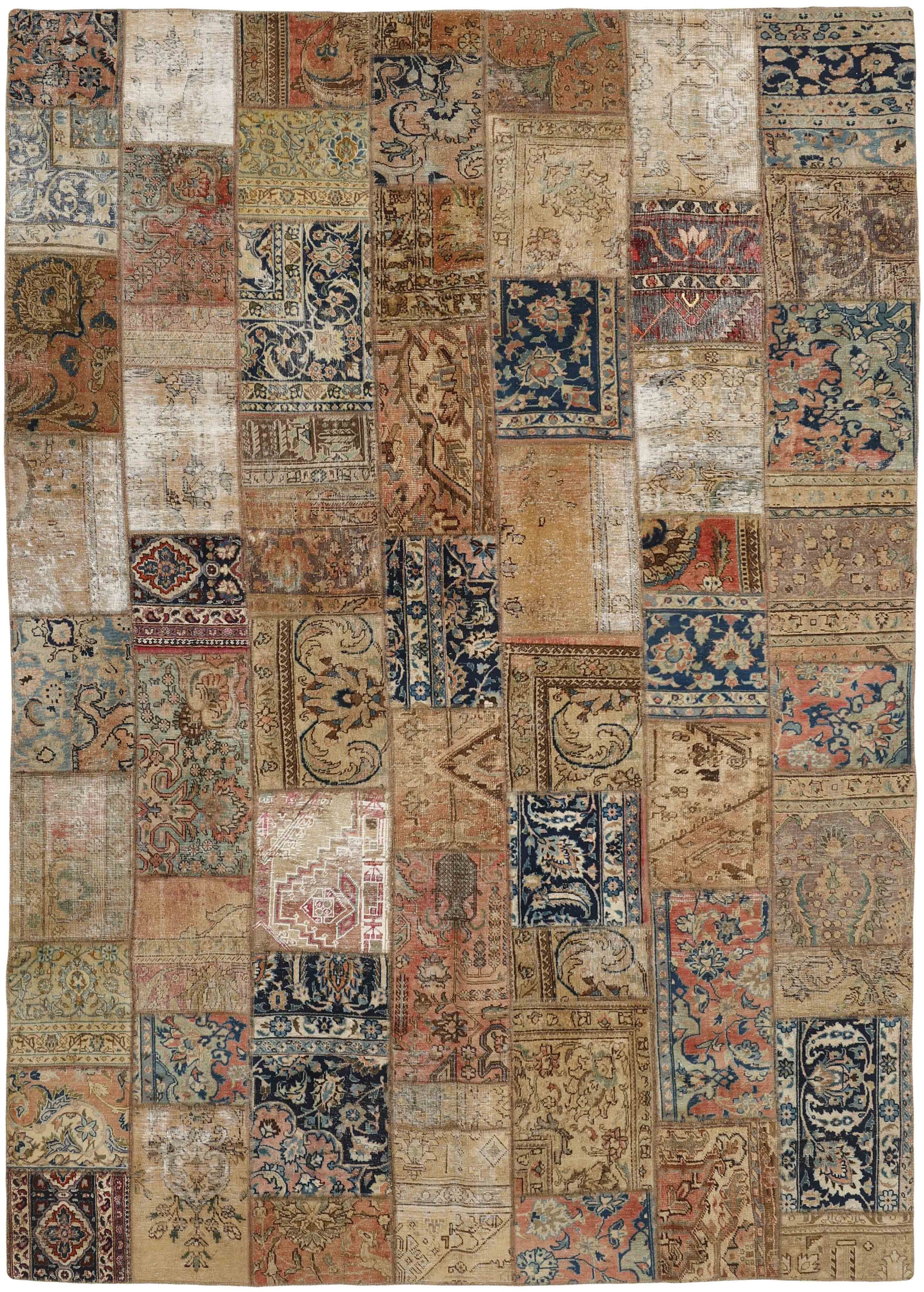 Antique Persian Handmade Vintage Royal Patchwork Rugs - Large Size 252 cm x 360 cm
