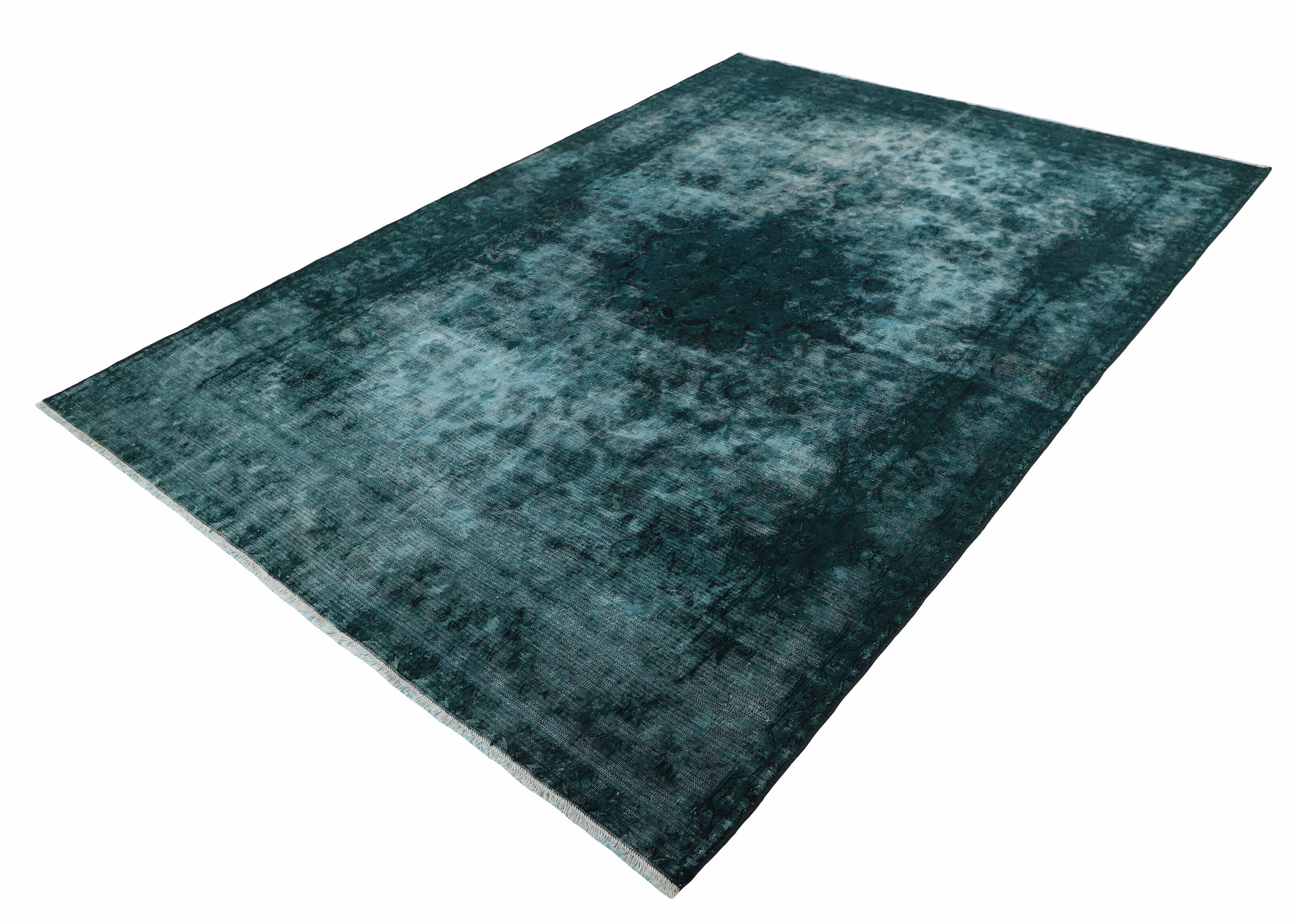Antique Persian Hand-Knotted Vintage Kerman Rugs in Recoloured, Stonewashed Finishes - 175x247 cm