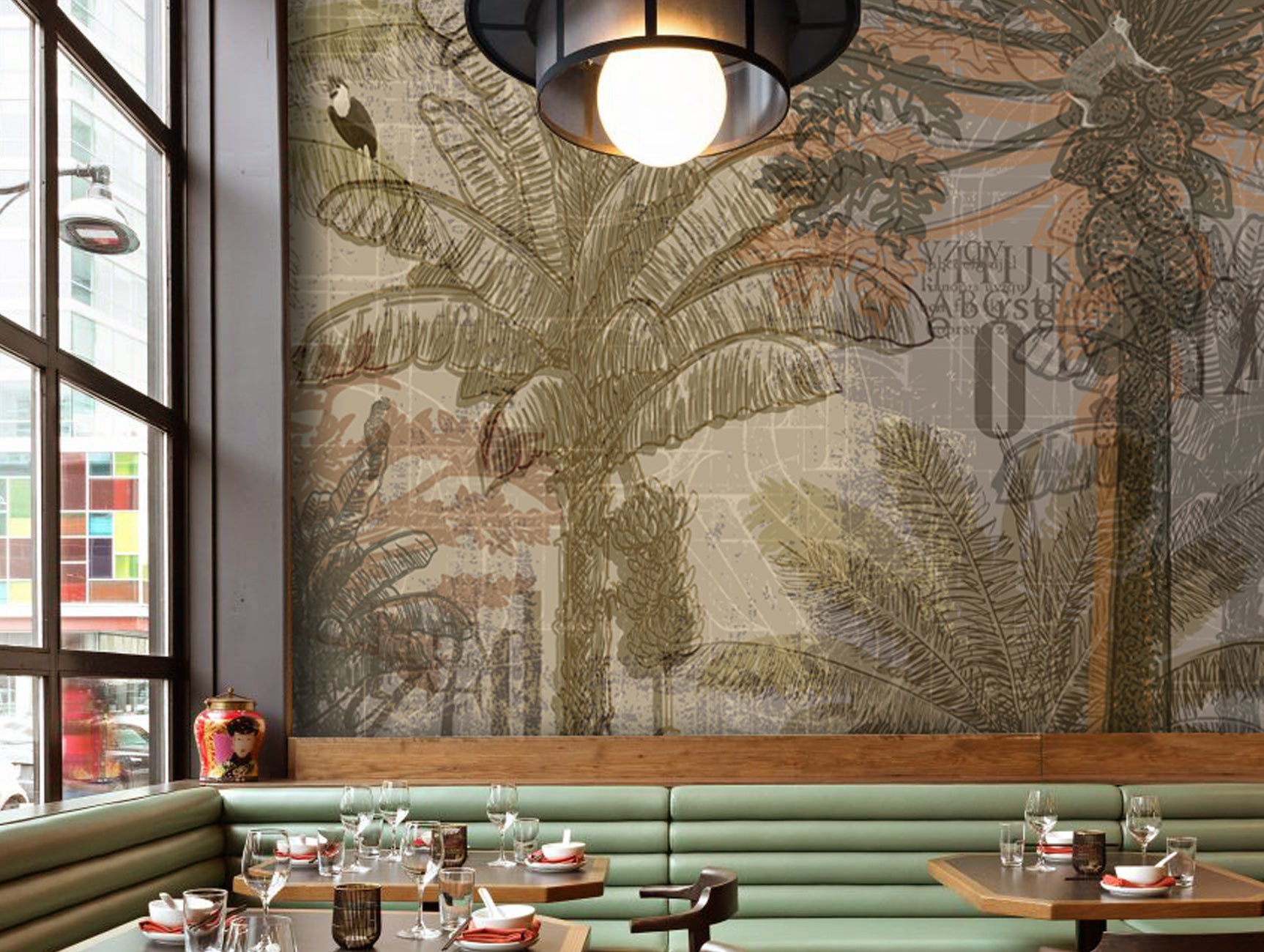 Exquisite Trees in the Antique Map Wallpaper Mural Design M9994 for Interior Decoration