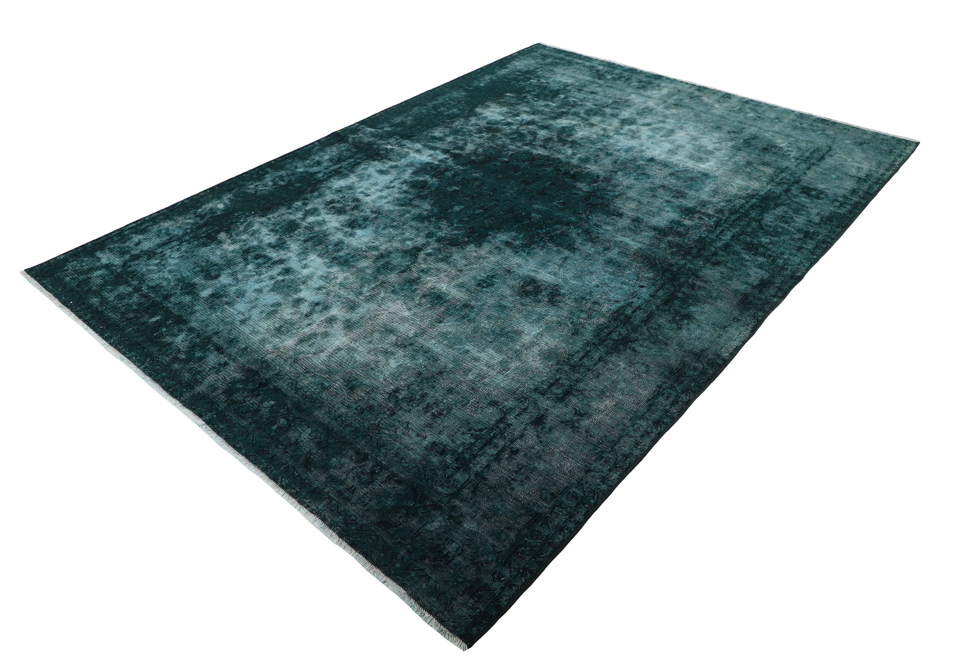 Antique Persian Hand-Knotted Vintage Kerman Rugs in Recoloured, Stonewashed Finishes - 175x247 cm