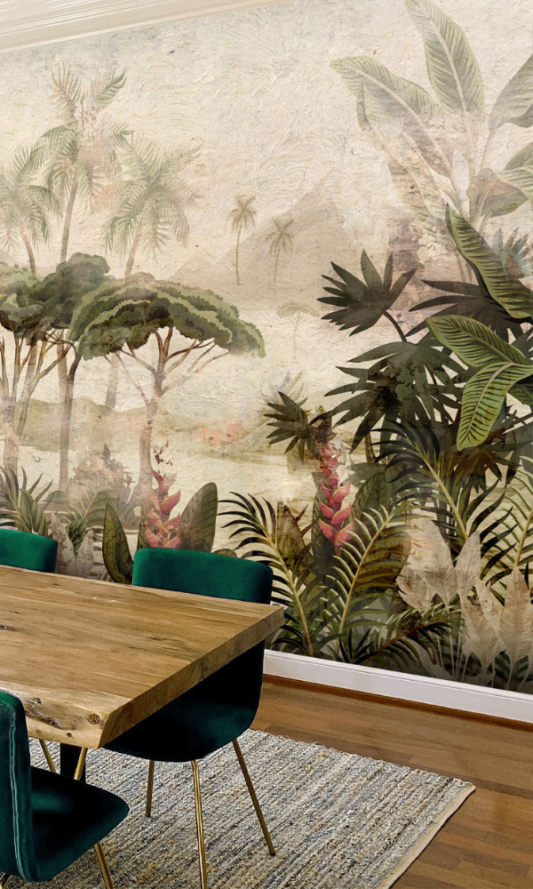 Exquisite Tropical Mountain Landscape Wallpaper Mural M9997 - Sample