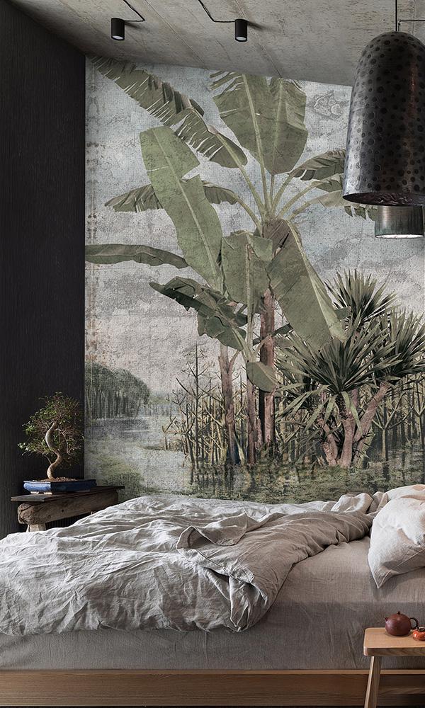Authentic Tropical Digital Painting M9628 - Sample with Vintage Look