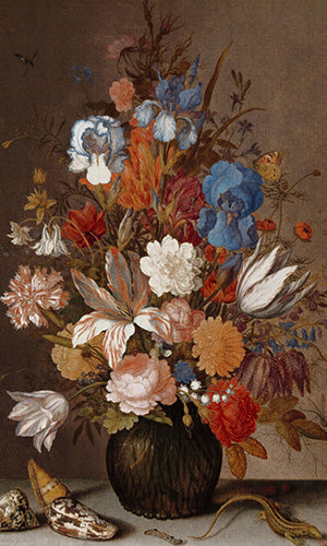 Traditional Oil Painting Style Bouquet Wall Wallpaper M9858