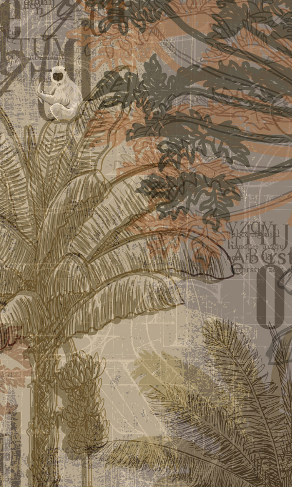 Exquisite Trees in the Antique Map Wallpaper Mural Design M9994 for Interior Decoration