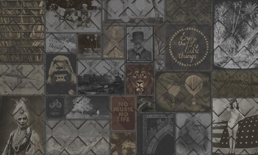 Antique-style Collage Wall Mural Wallpaper M9199 - Sample for Decorating