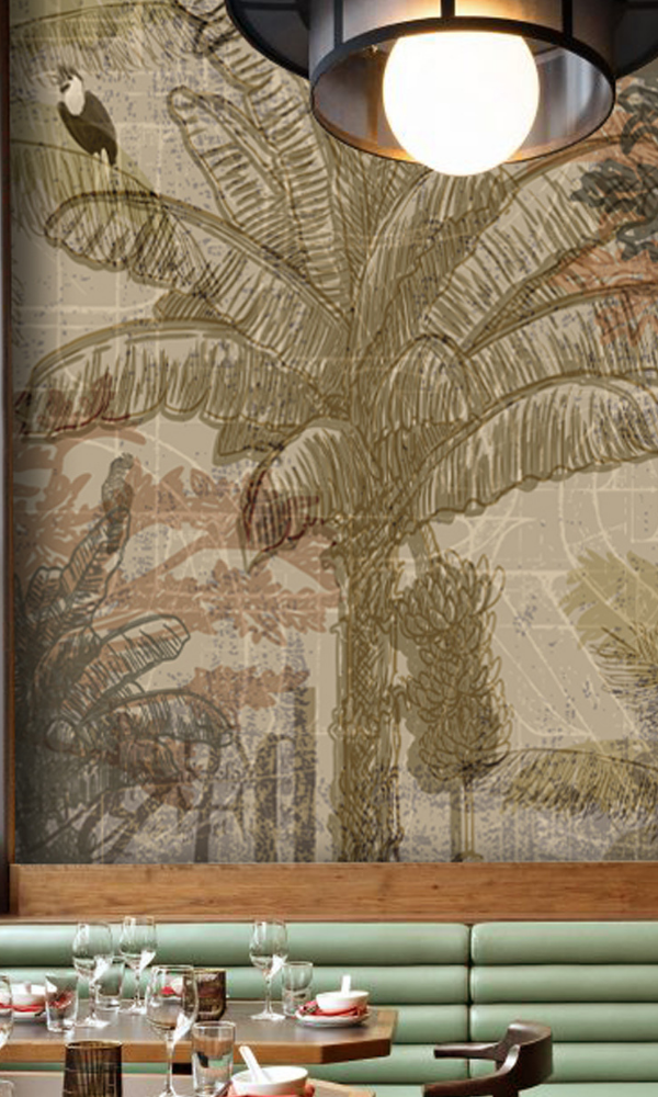 Exquisite Trees in the Antique Map Wallpaper Mural Design M9994 for Interior Decoration