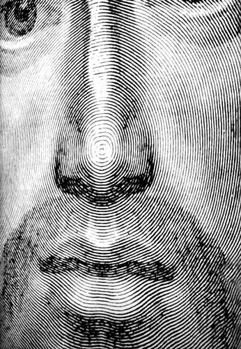 Unique Thumbprint Pattern Man's Face Mural Wallpaper M8998