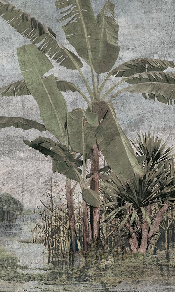 Authentic Tropical Digital Painting M9628 - Sample with Vintage Look