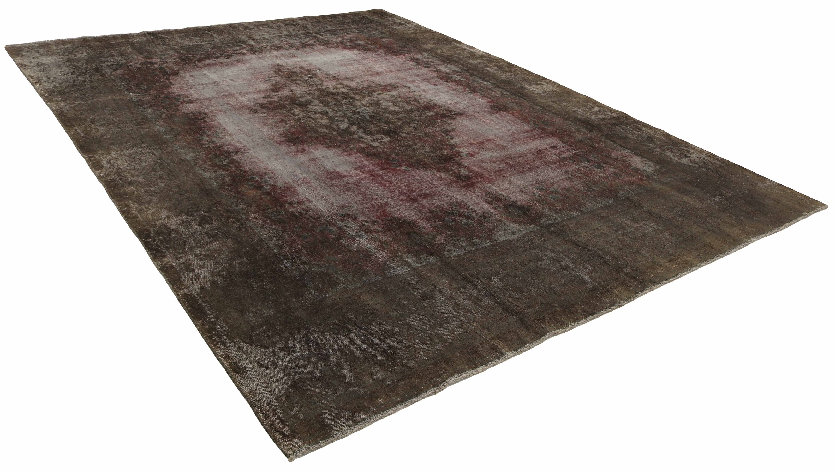 Vintage Kerman Collection: Large-Sized Antique Persian Hand-Knotted Floor Rugs with Recoloured and Stonewashed Finishes, Measuring 291 cm x 382 cm